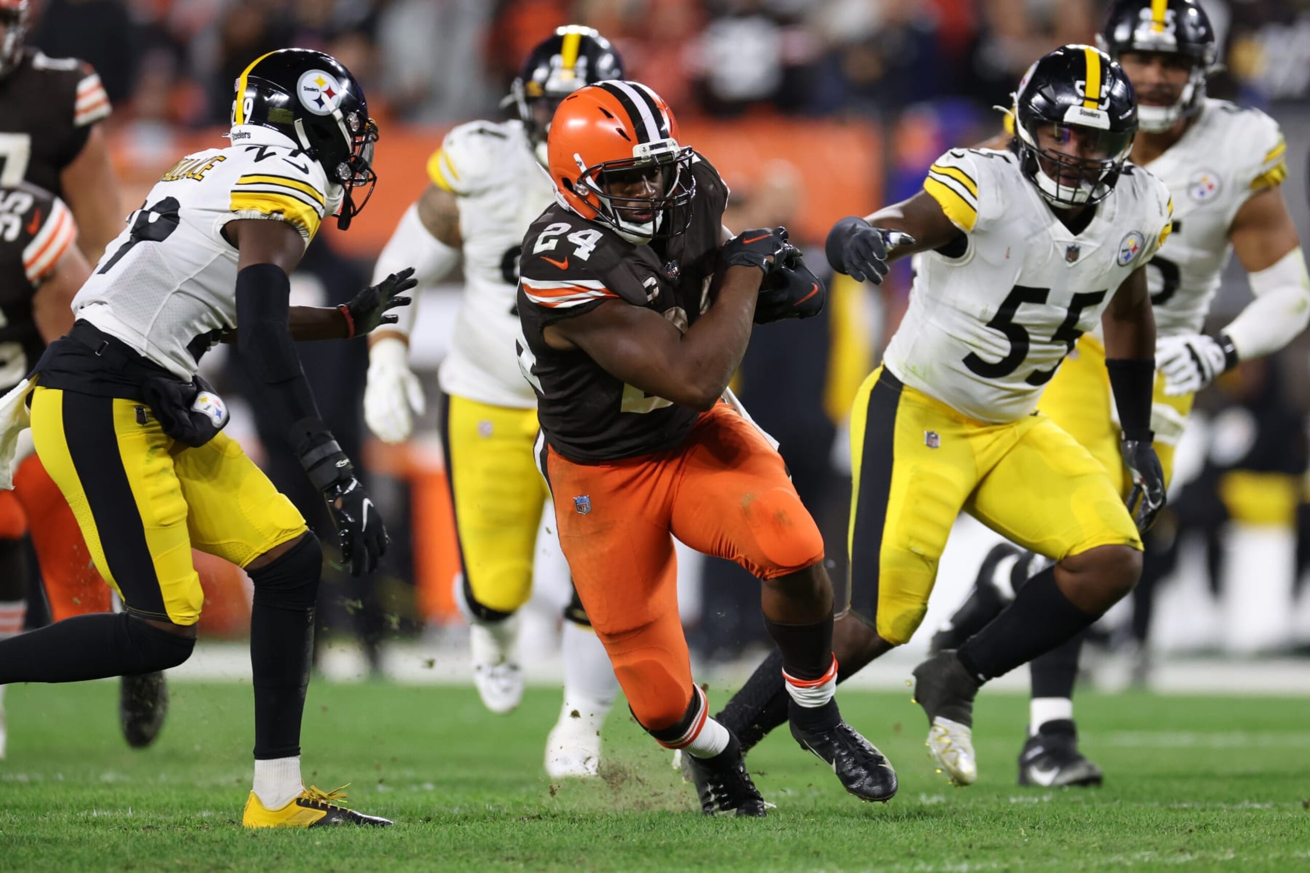 The Steelers have to find a way to slow down Nick Chubb. The Steelers have to find a way to slow down Nick Chubb.