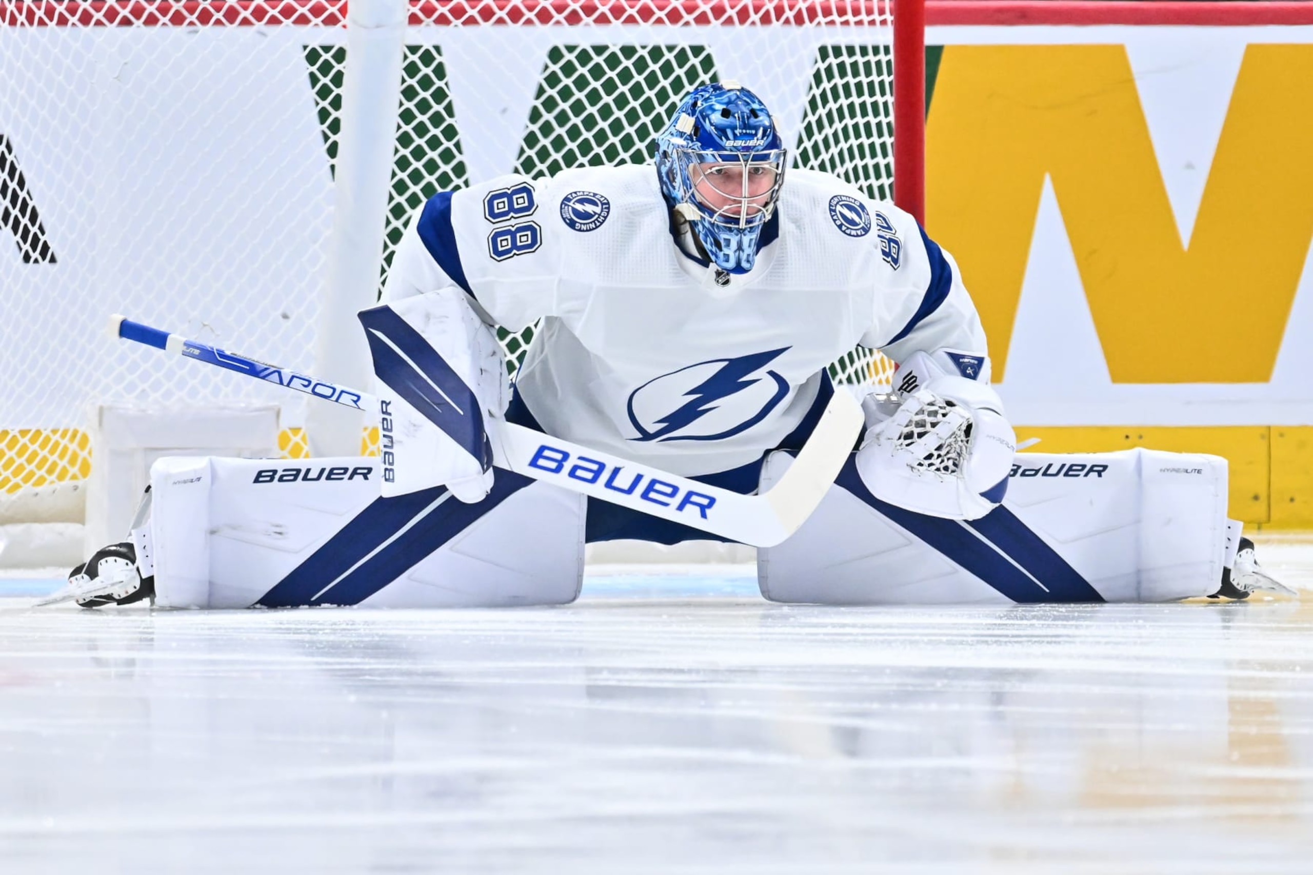 MONTREAL, CANADA - DECEMBER 17:  Andrei Vasilevskiy #88 of the Tampa Bay Lightning tends net during the first period against the Montreal Canadiens at Centre Bell on December 17, 2022 in Montreal, Quebec, Canada.  The Tampa Bay Lightning defeated the Montreal Canadiens 5-1.  (Photo by Minas Panagiotakis/Getty Images)