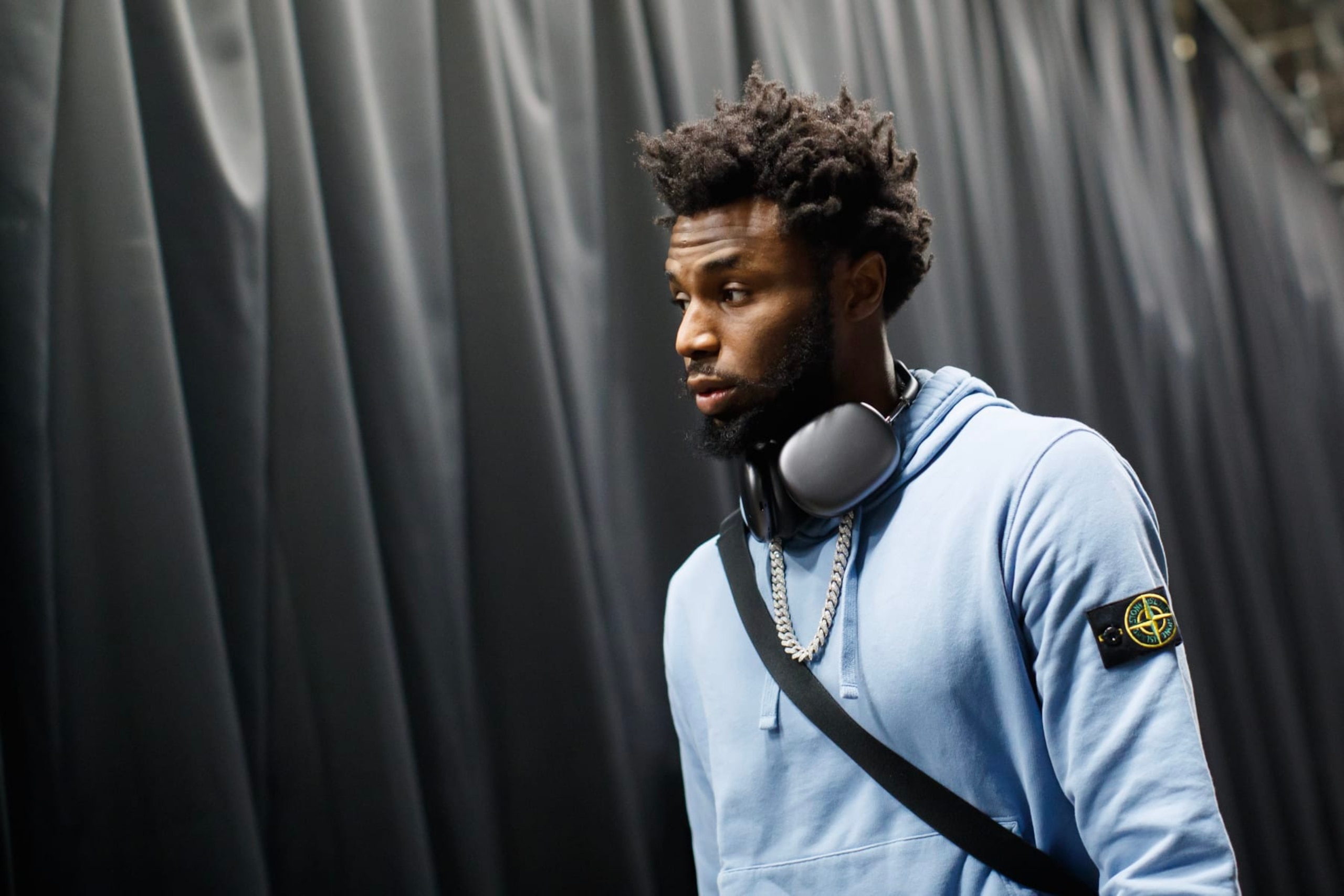 TORONTO, ON - DECEMBER 18: Andrew Wiggins #22 of the Golden State Warriors arrives ahead of their NBA game against the Toronto Raptors at Scotiabank Arena on December 18, 2022 in Toronto, Canada. NOTE TO USER: User expressly acknowledges and agrees that, by downloading and or using this photograph, User is consenting to the terms and conditions of the Getty Images License Agreement. (Photo by Cole Burston/Getty Images)