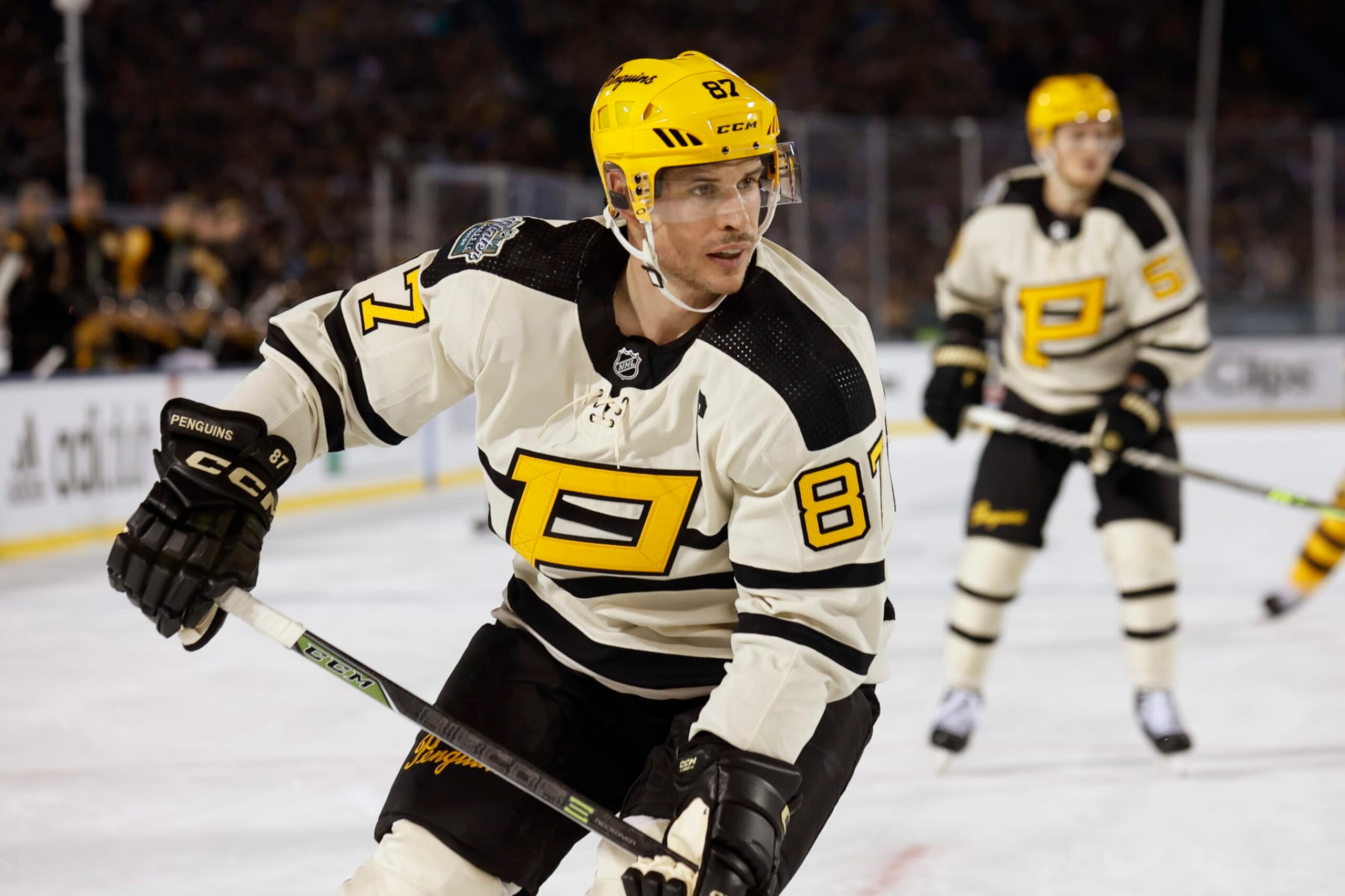 BOSTON, MASSACHUSETTS - JANUARY 02: Sidney Crosby #87 of the Pittsburgh Penguins during the 2023 Discover NHL Winter Classic against the Boston Bruins at Fenway Park on January 02, 2023 in Boston, Massachusetts. (Photo by Winslow Townson/Getty Images) BOSTON, MASSACHUSETTS - JANUARY 02: Sidney Crosby #87 of the Pittsburgh Penguins during the 2023 Discover NHL Winter Classic against the Boston Bruins at Fenway Park on January 02, 2023 in Boston, Massachusetts. (Photo by Winslow Townson/Getty Images)