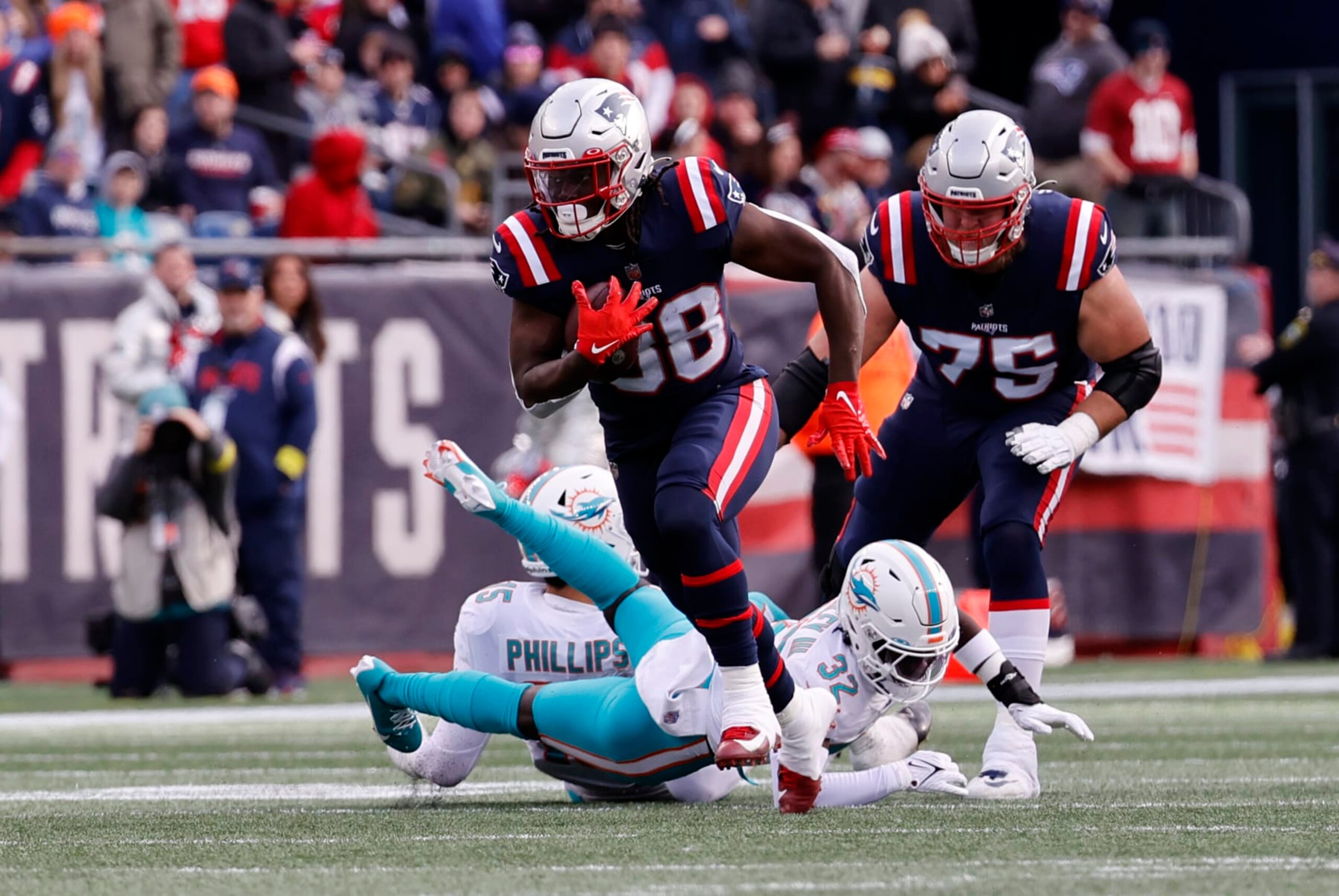 Rhamondre Stevenson has kept the Patriots playoff hopes alive. Rhamondre Stevenson has kept the Patriots playoff hopes alive.