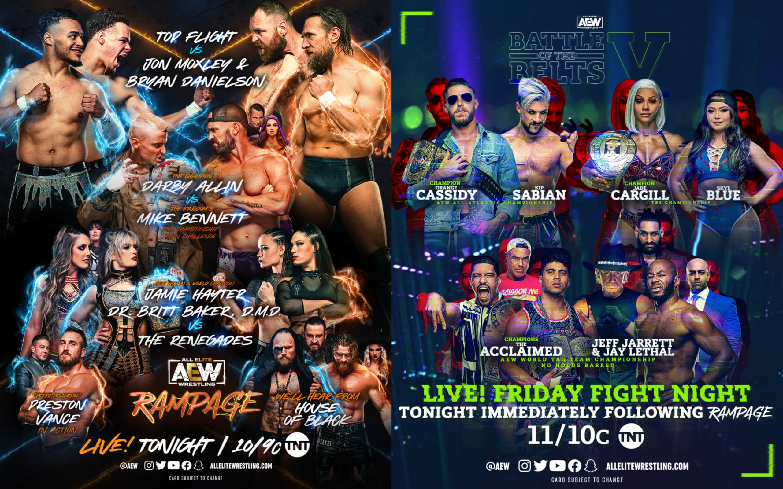 The lineups for Rampage and Battle of the Belts.