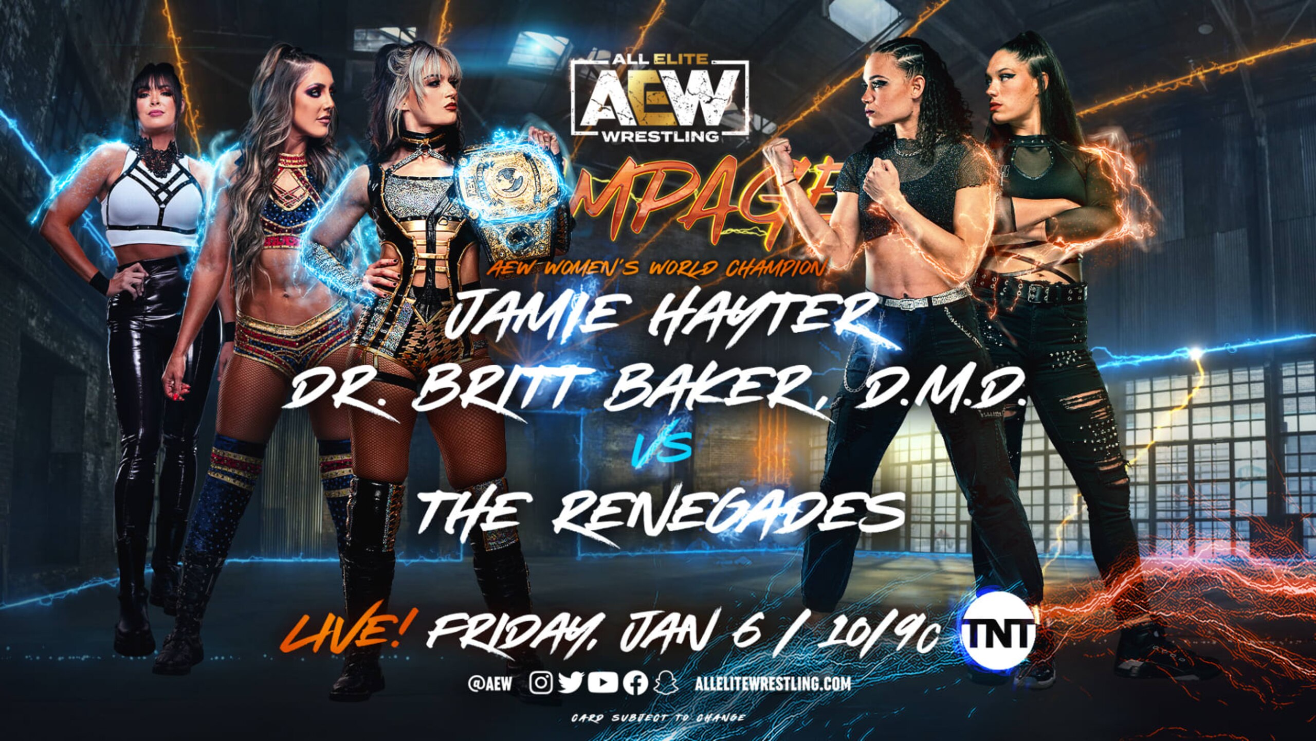 Britt Baker, Jamie Hayter and the Renegade Twins.