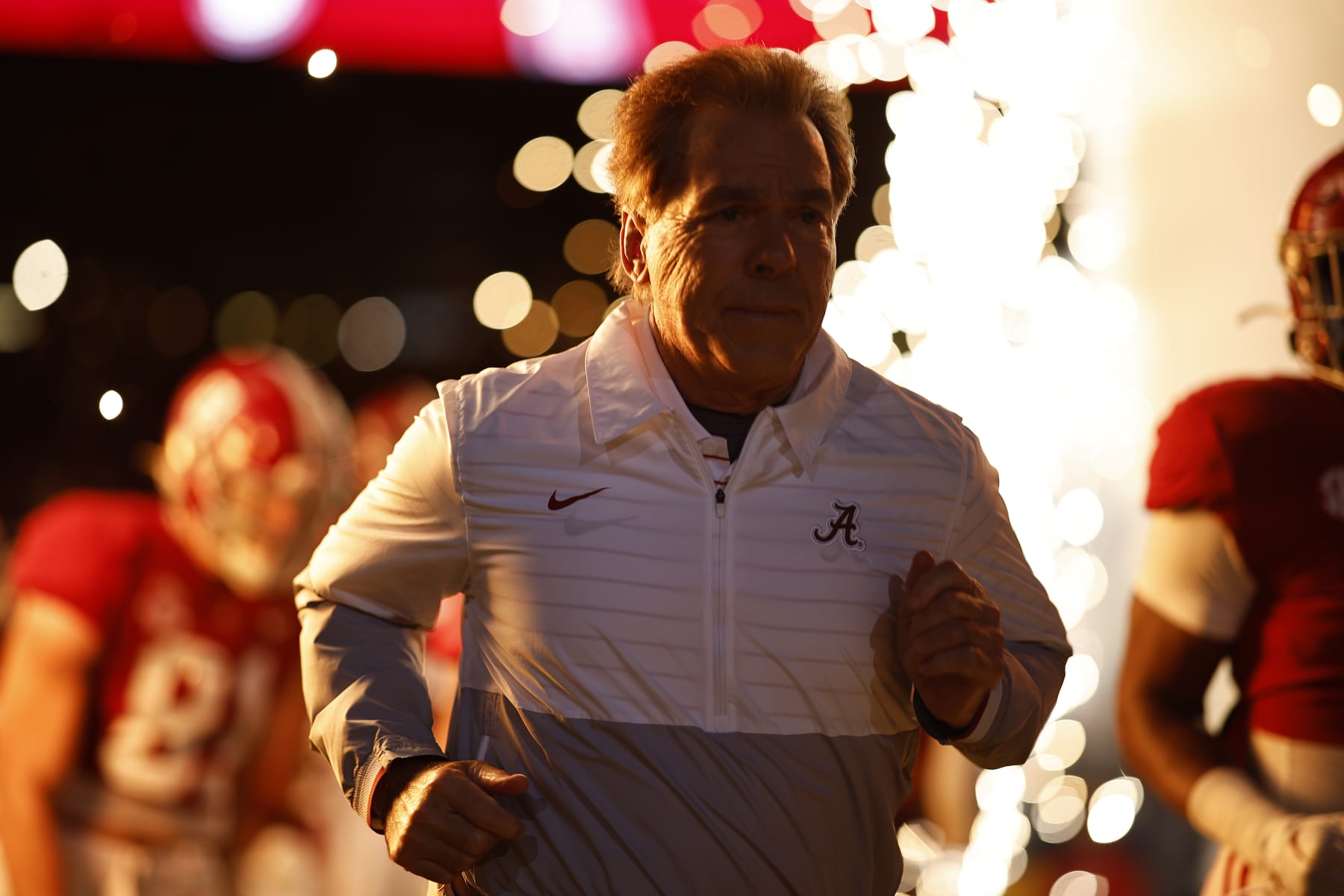 NEW ORLEANS, LOUISIANA - DECEMBER 31: Head coach Nick Saban of the Alabama Crimson Tide looks on during the Allstate Sugar Bowl at Caesars Superdome on December 31, 2022 in New Orleans, Louisiana. (Photo by Chris Graythen/Getty Images)