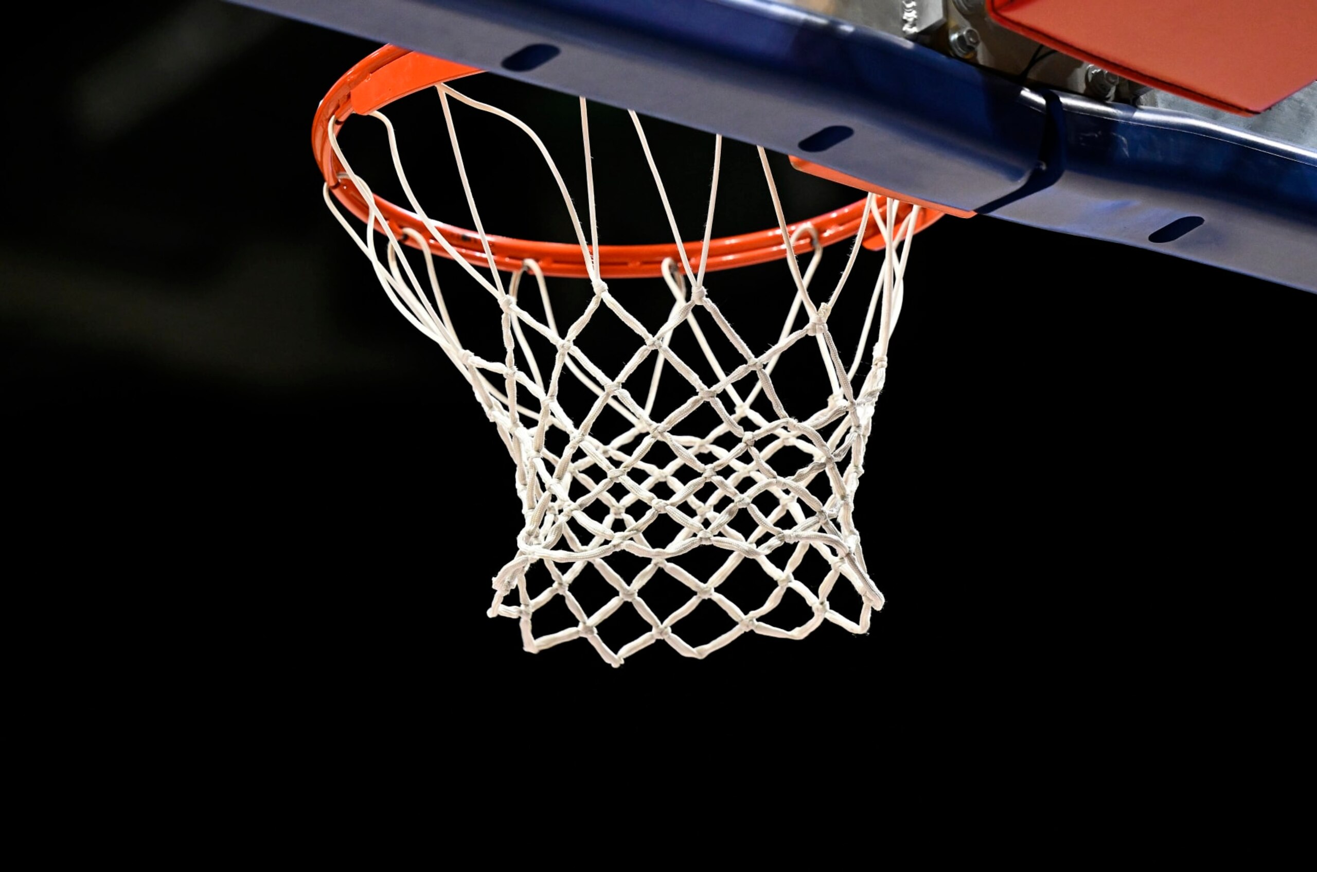 PITTSBURGH, PENNSYLVANIA - JANUARY 01: A view of the basketball net during the game between the Pittsburgh Panthers and the Miami Hurricanes at Petersen Events Center on January 01, 2023 in Pittsburgh, Pennsylvania. (Photo by G Fiume/Getty Images)