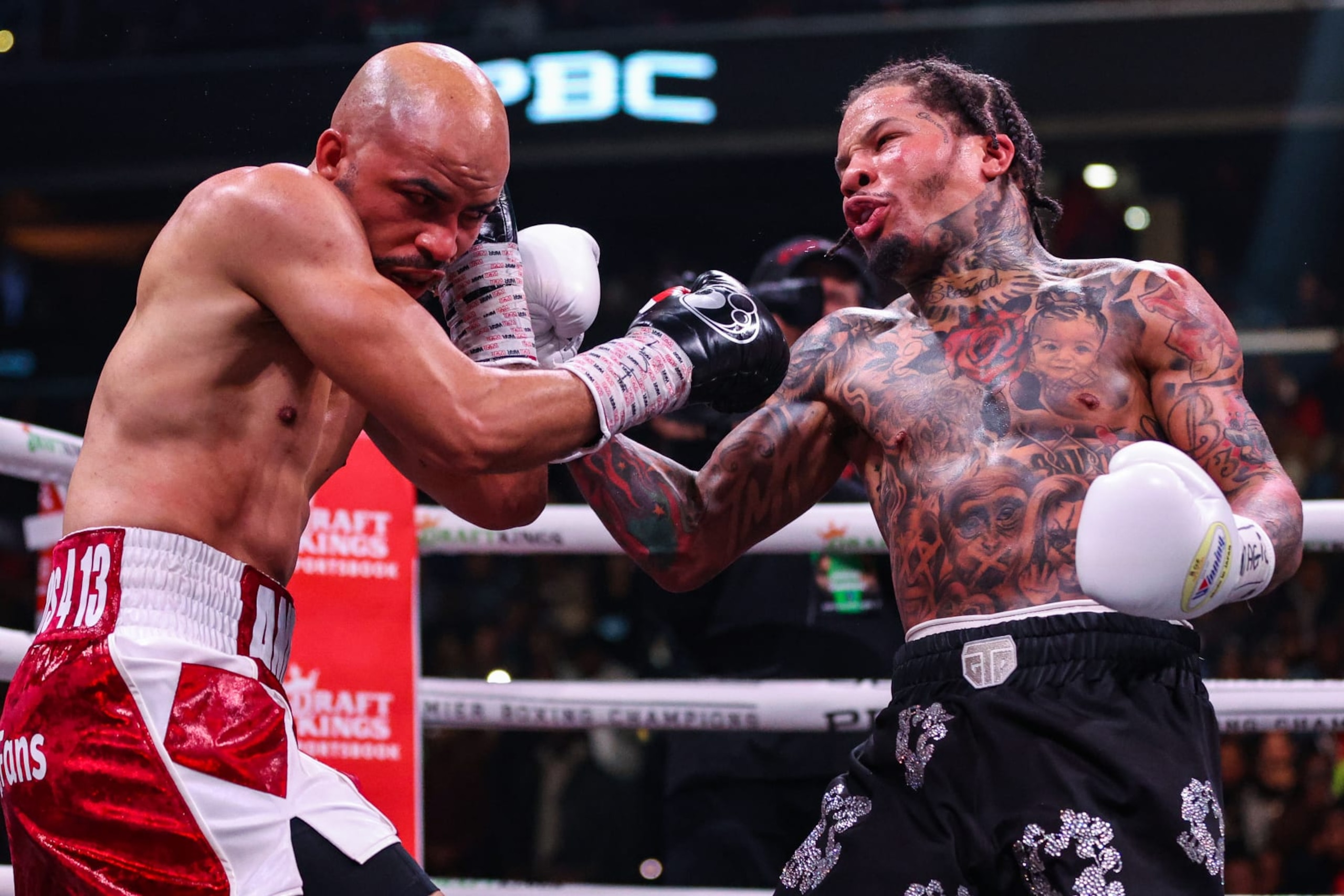 WASHINGTON, DC - JANUARY 07: Gervonta Davis punches Hector Luis Garcia in their WBA World Lightweight Championship bout at Capital One Arena on January 7, 2023 in Washington, DC. (Photo by Patrick Smith/Getty Images) WASHINGTON, DC - JANUARY 07: Gervonta Davis punches Hector Luis Garcia in their WBA World Lightweight Championship bout at Capital One Arena on January 7, 2023 in Washington, DC. (Photo by Patrick Smith/Getty Images)