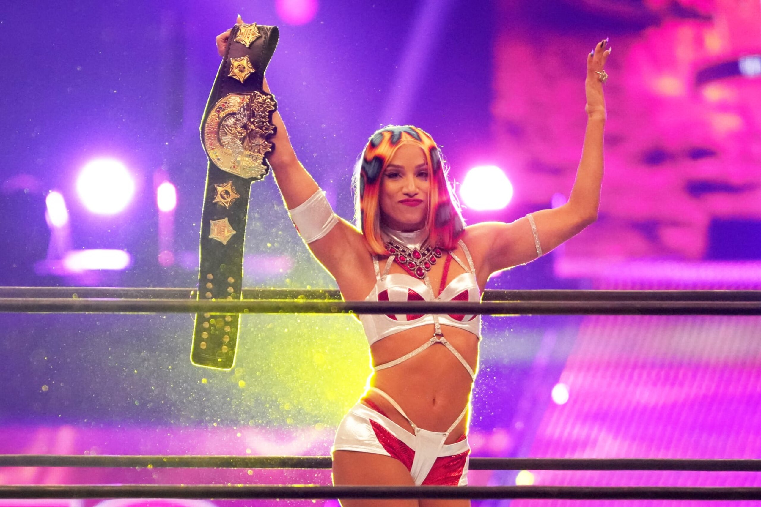 TOKYO, JAPAN - JANUARY 04: Mercedes Mone is seen during the New Japan Pro-Wrestling - WRESTLE KINGDOM 17 in Tokyo Dome on January 04, 2023 in Tokyo, Japan. (Photo by Etsuo Hara/Getty Images)
