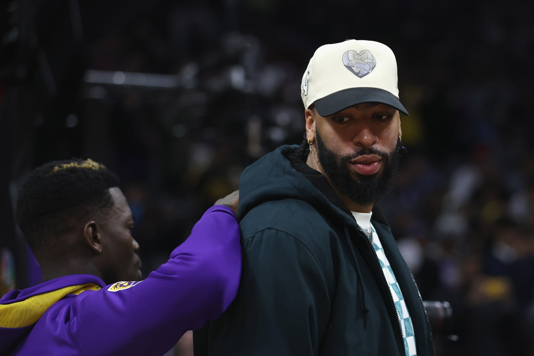 SACRAMENTO, CALIFORNIA - JANUARY 07: Anthony Davis #3 of the Los Angeles Lakers looks on before the game against the Sacramento Kings at Golden 1 Center on January 07, 2023 in Sacramento, California. NOTE TO USER: User expressly acknowledges and agrees that, by downloading and/or using this photograph, User is consenting to the terms and conditions of the Getty Images License Agreement. (Photo by Lachlan Cunningham/Getty Images)