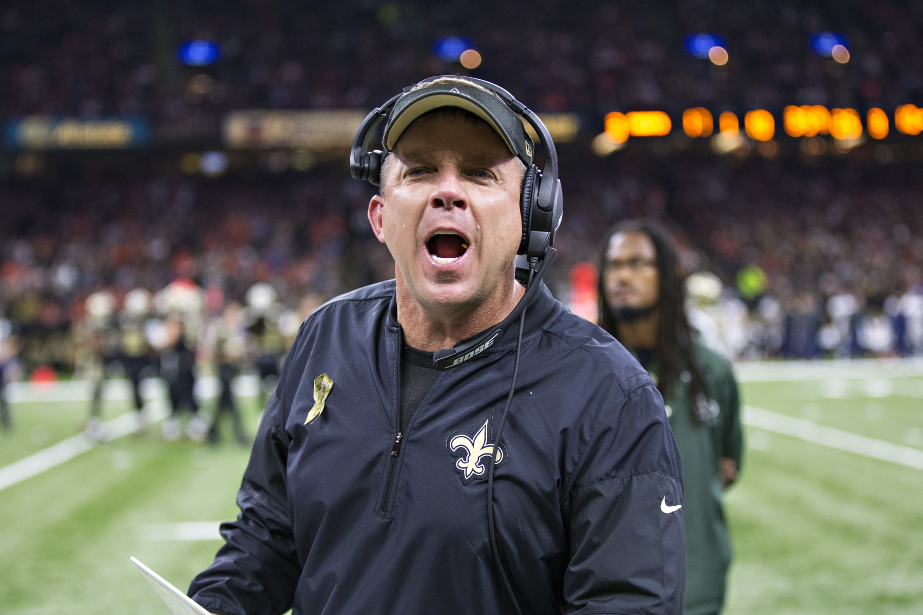 NEW ORLEANS, LA - NOVEMBER 13:  Head Coach Sean Payton of the New Orleans Saints yells to a player during a game against the Denver Broncos at Mercedes-Benz Superdome on November 13, 2016 in New Orleans, Louisiana.  The Broncos defeated the Saints 25-23.  (Photo by Wesley Hitt/Getty Images)
