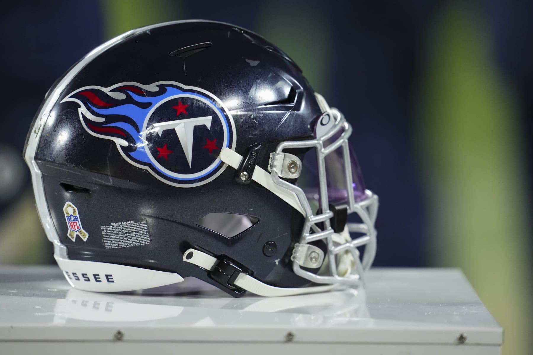 GREEN BAY, WI - NOVEMBER 17:  A close-up view of a Tennessee Titans helmet against the Green Bay Packers at Lambeau on November 17, 2022 in Green Bay, Wisconsin. (Photo by Cooper Neill/Getty Images)