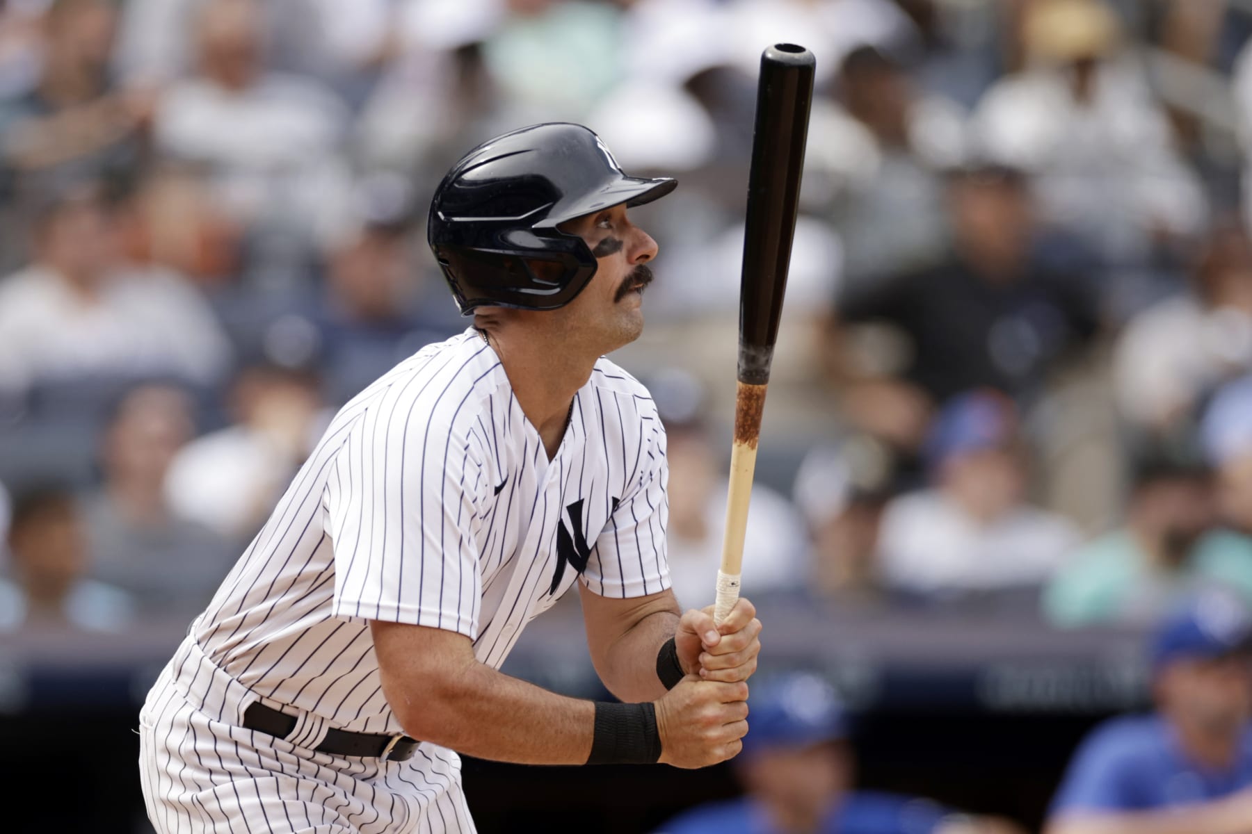 NEW YORK, NY - JULY 31: Matt Carpenter #24 of the New York Yankees at bat against the Kansas City Royals during the sixth inning at Yankee Stadium on July 31, 2022 in the Bronx borough of New York City. (Photo by Adam Hunger/Getty Images)
