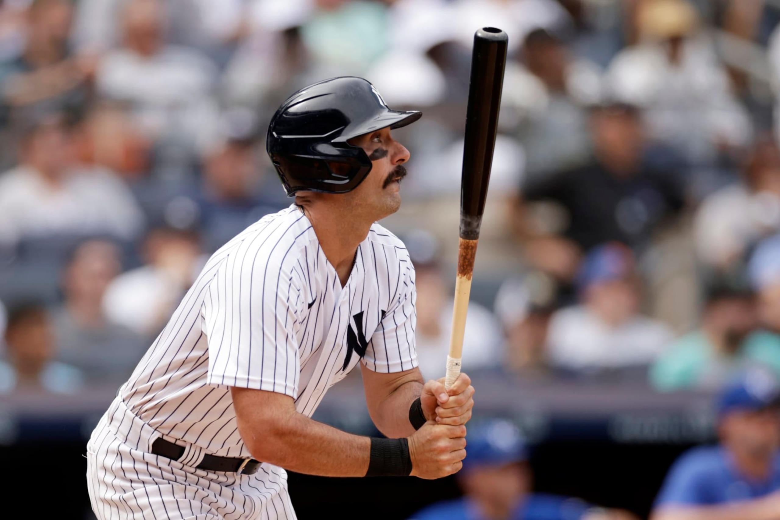 NEW YORK, NY - JULY 31: Matt Carpenter #24 of the New York Yankees at bat against the Kansas City Royals during the sixth inning at Yankee Stadium on July 31, 2022 in the Bronx borough of New York City. (Photo by Adam Hunger/Getty Images) NEW YORK, NY - JULY 31: Matt Carpenter #24 of the New York Yankees at bat against the Kansas City Royals during the sixth inning at Yankee Stadium on July 31, 2022 in the Bronx borough of New York City. (Photo by Adam Hunger/Getty Images)