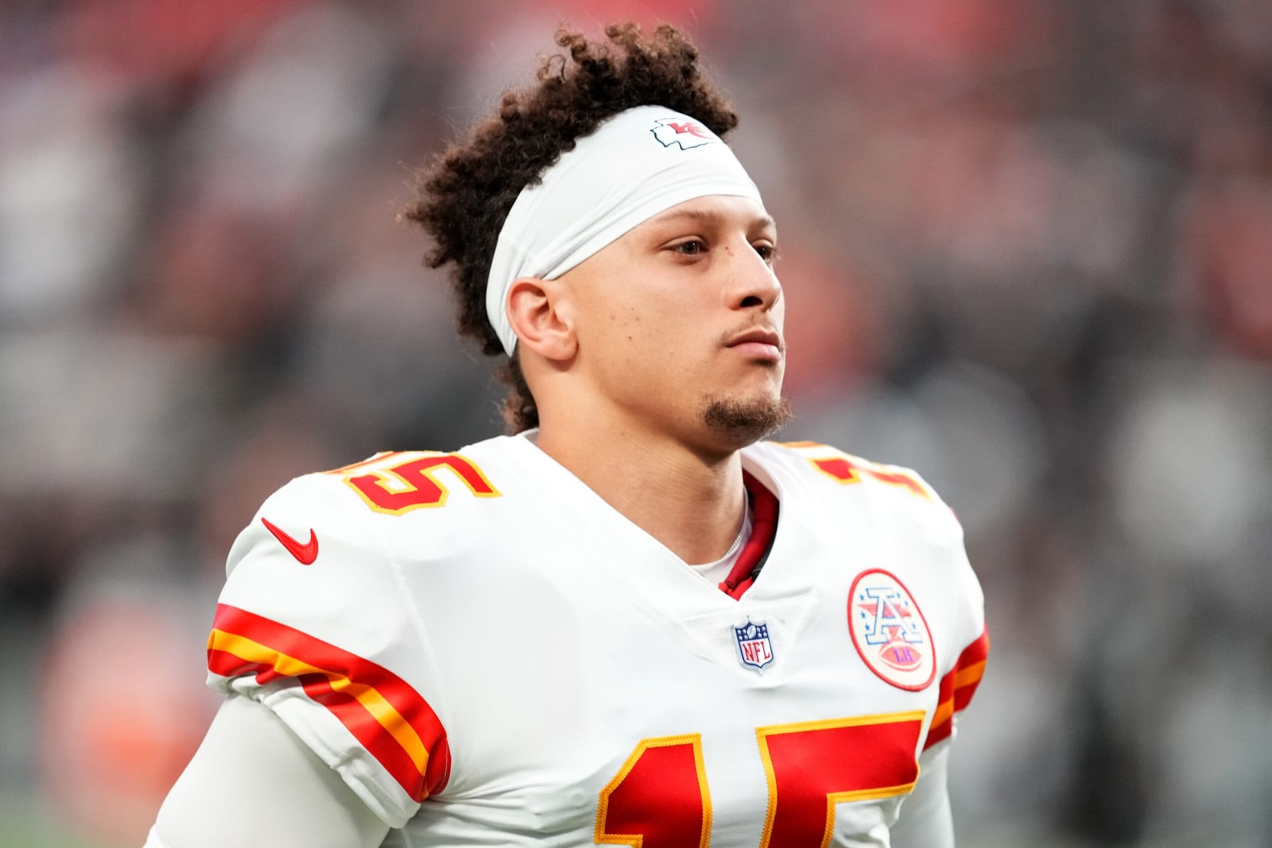 LAS VEGAS, NEVADA - JANUARY 07: Patrick Mahomes #15 of the Kansas City Chiefs looks on prior to a game against the Las Vegas Raiders at Allegiant Stadium on January 07, 2023 in Las Vegas, Nevada. (Photo by Chris Unger/Getty Images) LAS VEGAS, NEVADA - JANUARY 07: Patrick Mahomes #15 of the Kansas City Chiefs looks on prior to a game against the Las Vegas Raiders at Allegiant Stadium on January 07, 2023 in Las Vegas, Nevada. (Photo by Chris Unger/Getty Images)