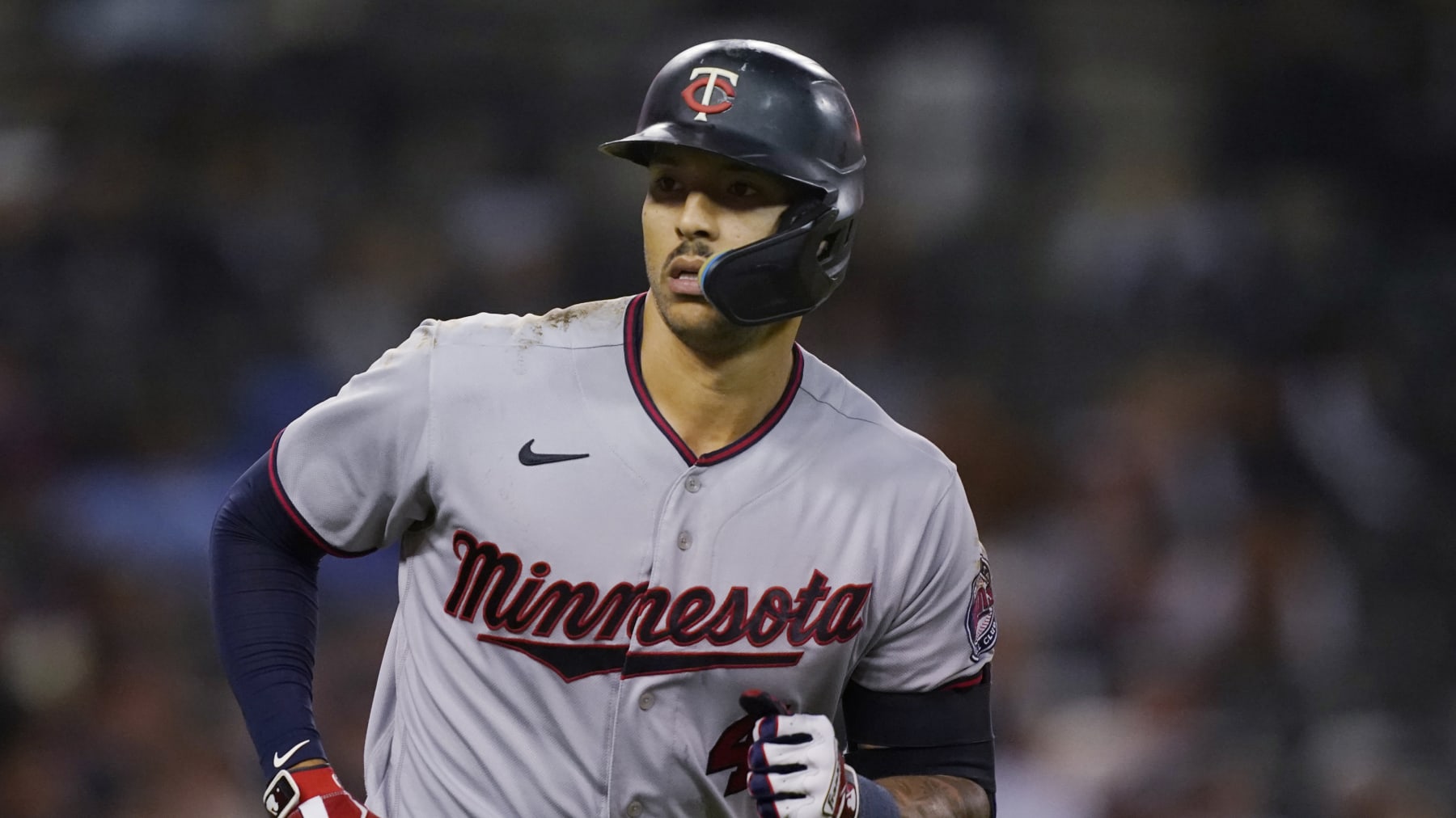 Minnesota Twins' Carlos Correa plays during a baseball game, Friday, Sept. 30, 2022, in Detroit. (AP Photo/Carlos Osorio)