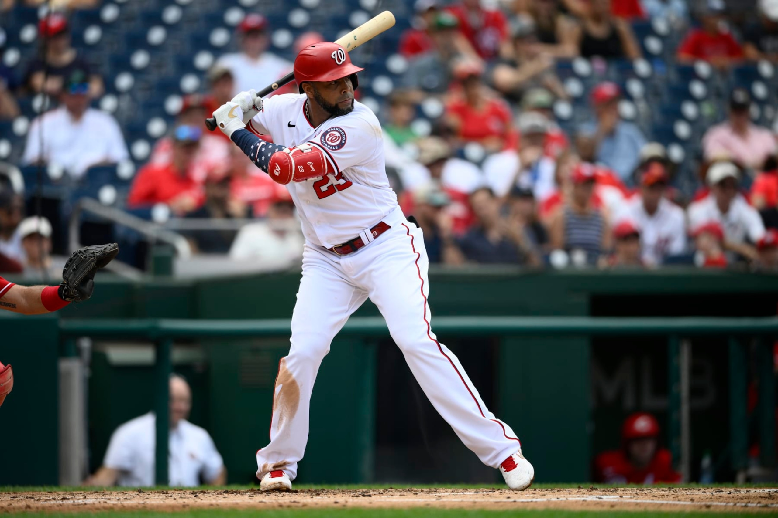 Washington Nationals' Nelson Cruz in action during a baseball game against the Cincinnati Reds, Sunday, Aug. 28, 2022, in Washington. (AP Photo/Nick Wass) Washington Nationals' Nelson Cruz in action during a baseball game against the Cincinnati Reds, Sunday, Aug. 28, 2022, in Washington. (AP Photo/Nick Wass)
