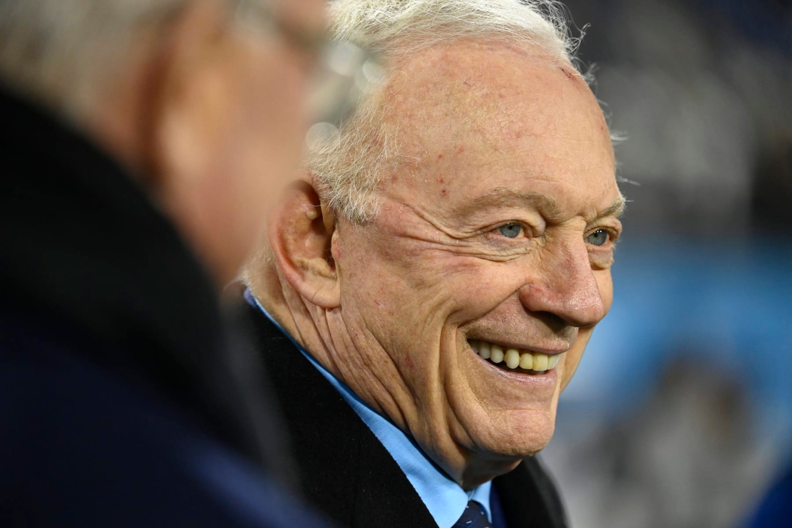 Dallas Cowboys Owner Jerry Jones walks on the field before an NFL football game between the Tennessee Titans and the Dallas Cowboys, Thursday, Dec. 29, 2022, in Nashville, Tenn. (AP Photo/Mark Zaleski)