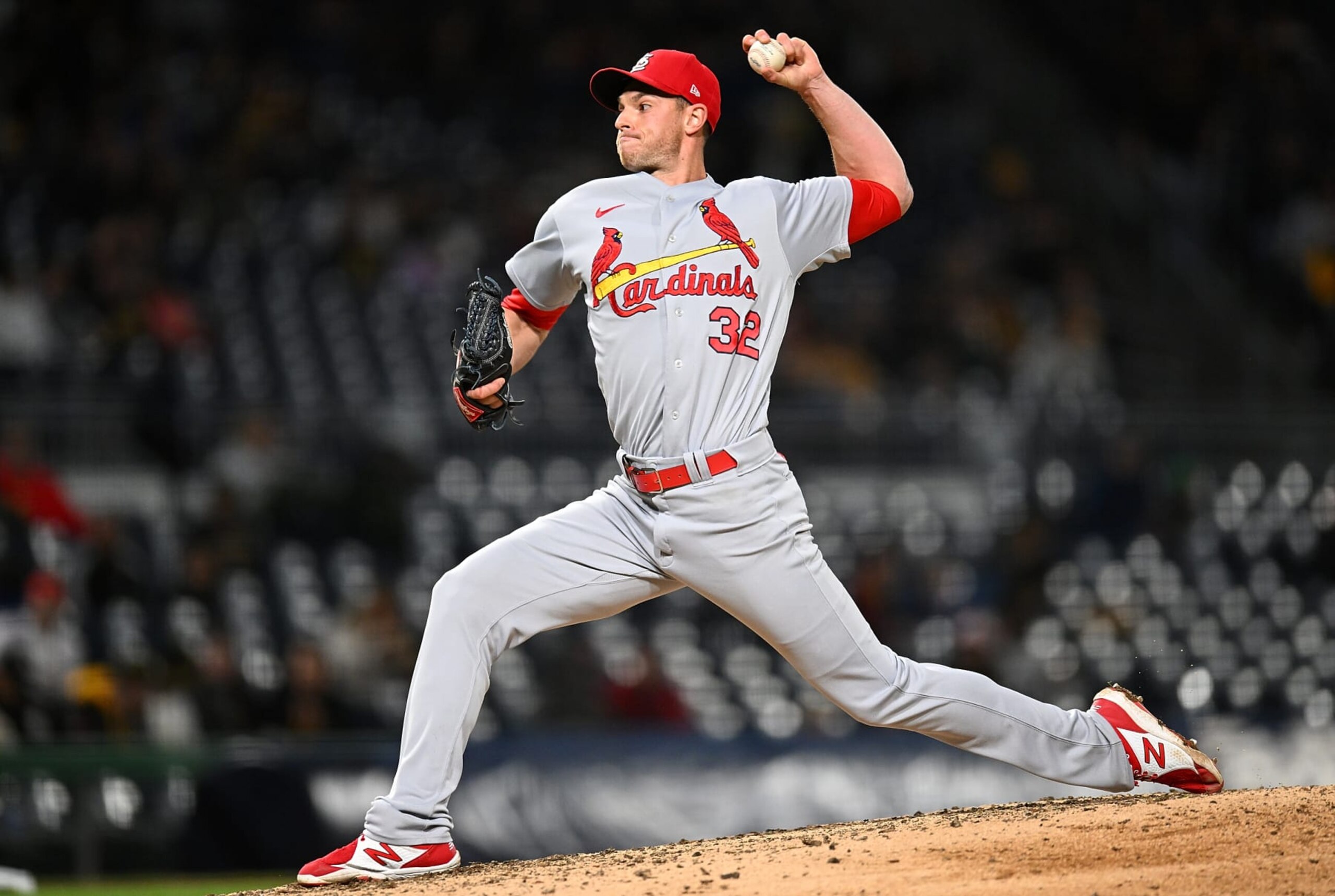 PITTSBURGH, PA - OCTOBER 03:  Steven Matz #32 of the St. Louis Cardinals pitches during the eighth inning against the Pittsburgh Pirates at PNC Park on October 3, 2022 in Pittsburgh, Pennsylvania. (Photo by Joe Sargent/Getty Images)