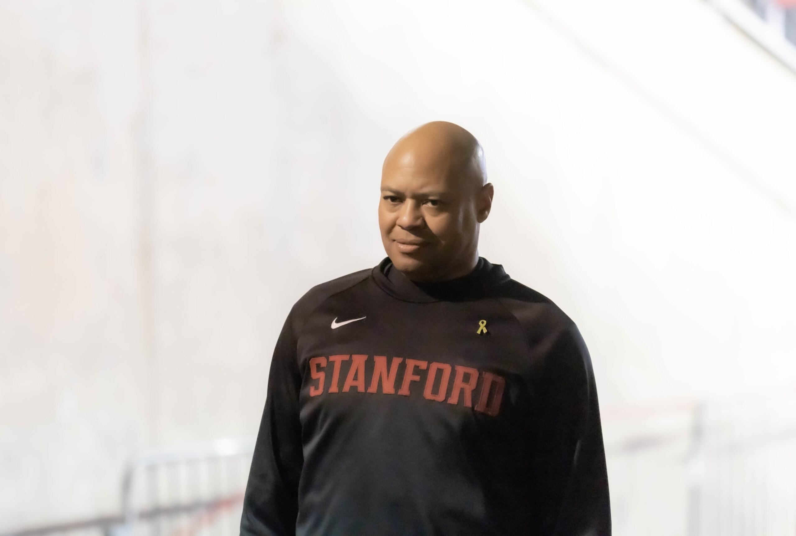 PALO ALTO, CA - NOVEMBER 26:  Head Coach David Shaw of the Stanford Cardinal waits to enter the stadium before an NCAA college football game against the BYU Cougars on November 26, 2022 at Stanford Stadium in Palo Alto, California.  (Photo by David Madison/Getty Images)