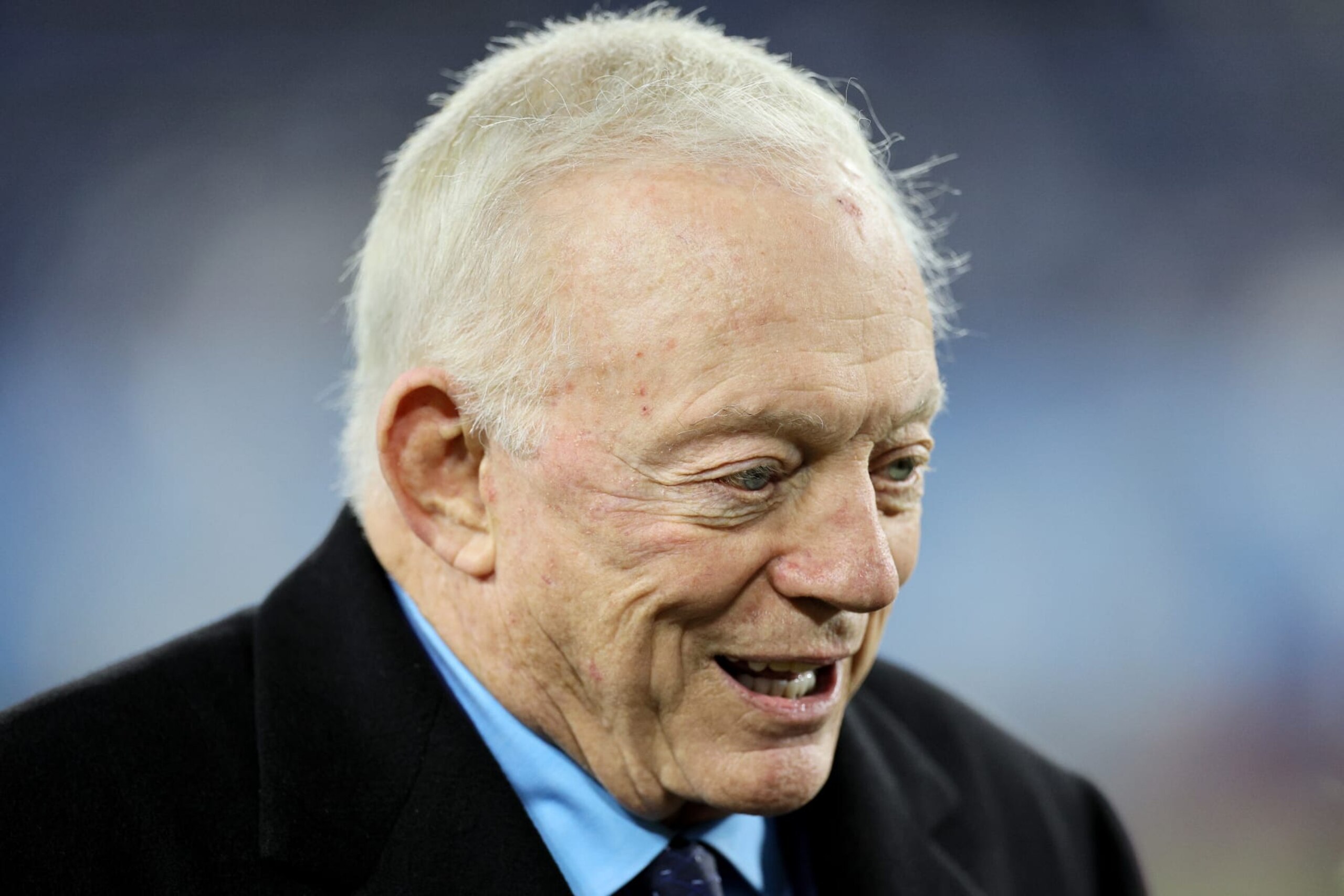 NASHVILLE, TENNESSEE - DECEMBER 29: Jerry Jones, Owner of the Dallas Cowboys talks on the field prior to the game against the Tennessee Titans at Nissan Stadium on December 29, 2022 in Nashville, Tennessee. (Photo by Andy Lyons/Getty Images)