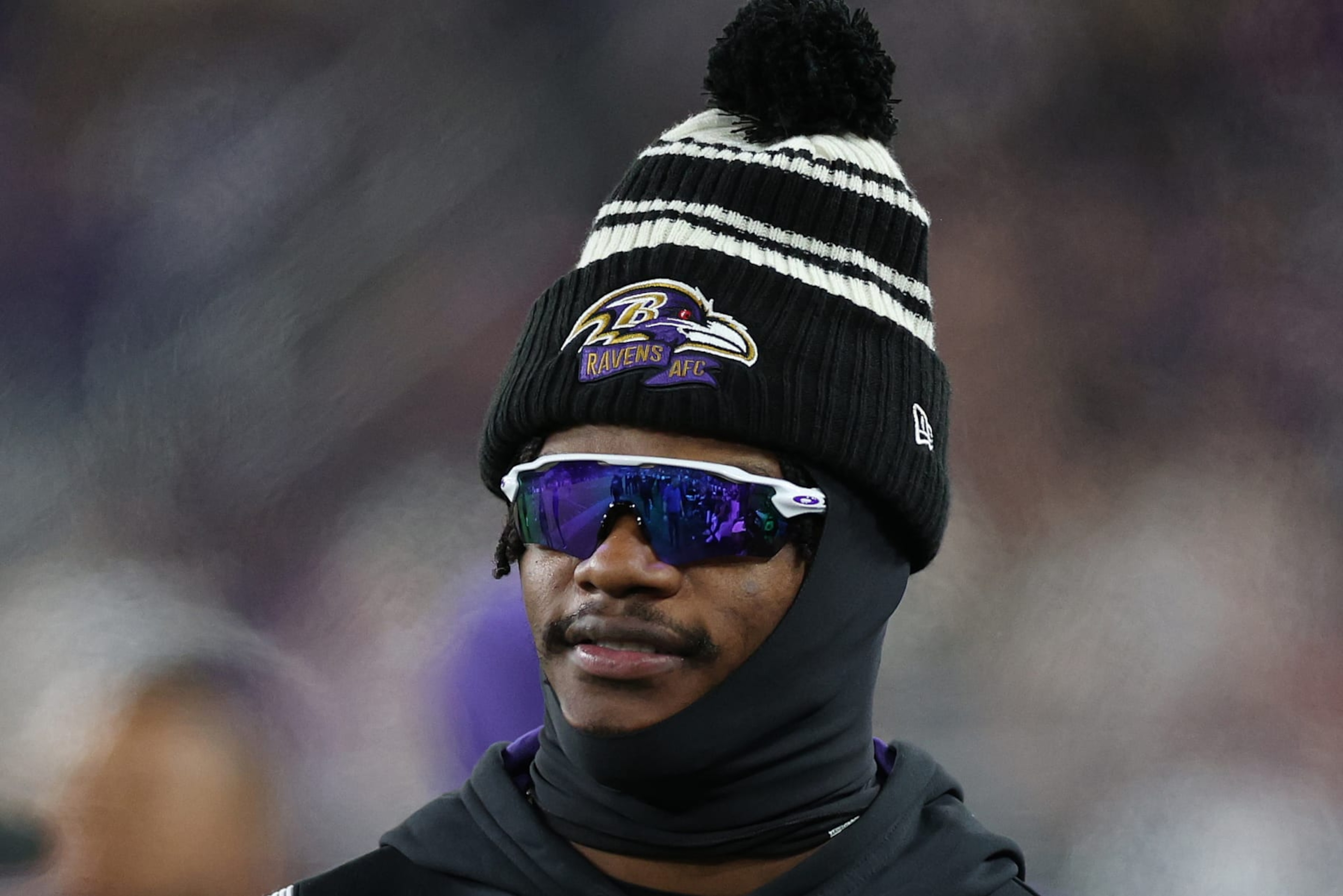 BALTIMORE, MARYLAND - JANUARY 01: Lamar Jackson #8 of the Baltimore Ravens looks on against the Pittsburgh Steelers during the third quarter at M&T Bank Stadium on January 01, 2023 in Baltimore, Maryland. (Photo by Patrick Smith/Getty Images)