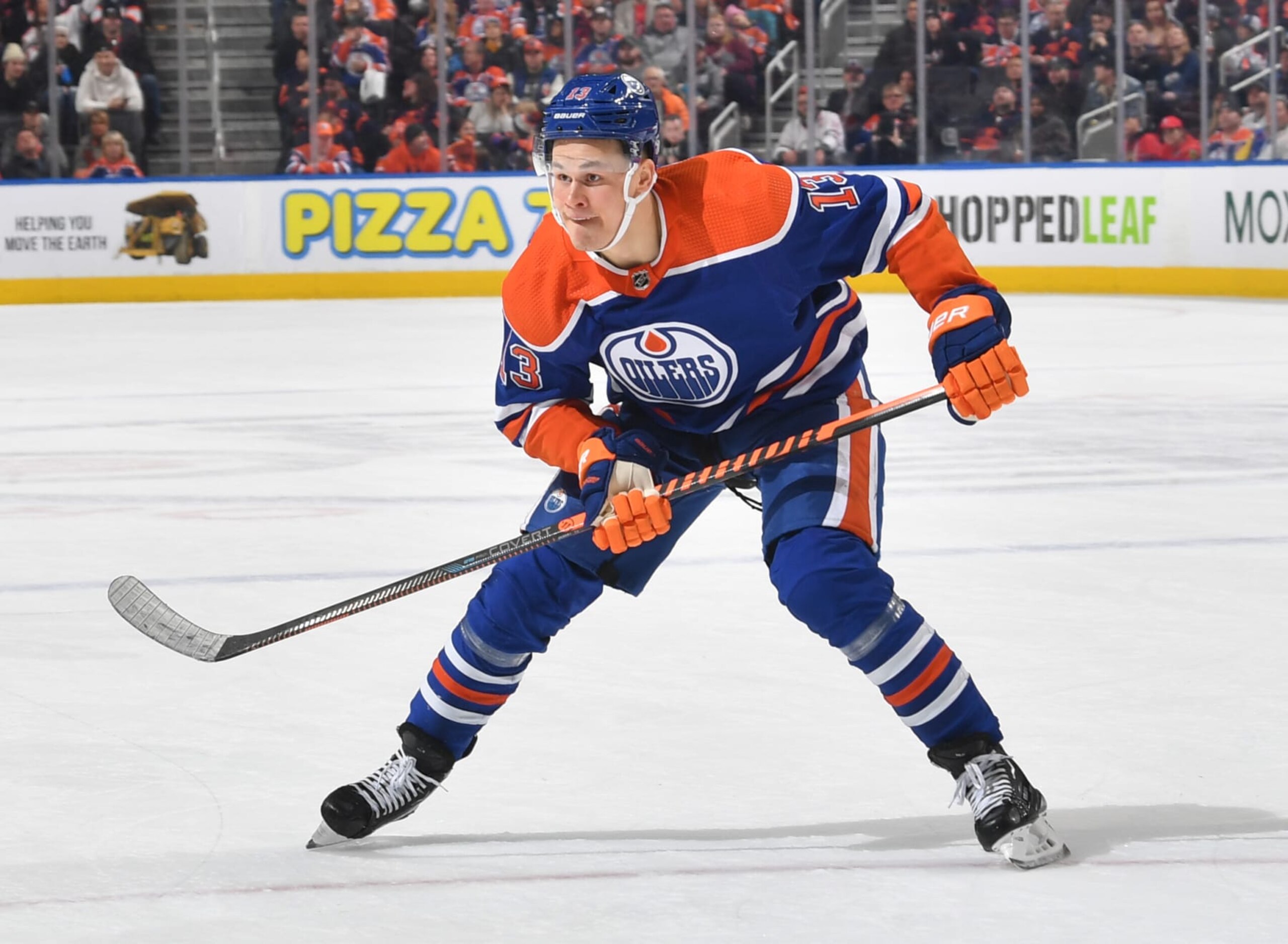 EDMONTON, CANADA - DECEMBER 17: Jesse Puljujarvi #13 of the Edmonton Oilers skates during the game against the Anaheim Ducks on December 17, 2022 at Rogers Place in Edmonton, Alberta, Canada. (Photo by Andy Devlin/NHLI via Getty Images)