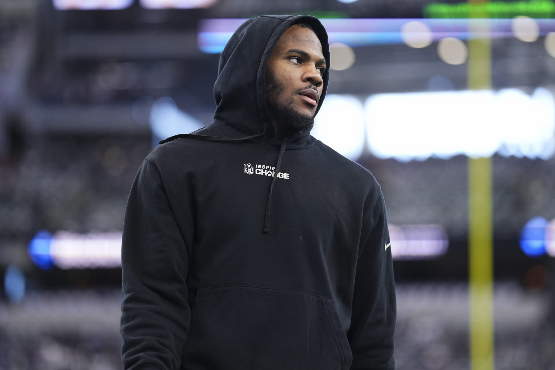 ARLINGTON, TX - DECEMBER 24: Micah Parsons #11 of the Dallas Cowboys warms up against the Philadelphia Eagles at AT&T Stadium on December 24, 2022 in Arlington, Texas. (Photo by Cooper Neill/Getty Images)