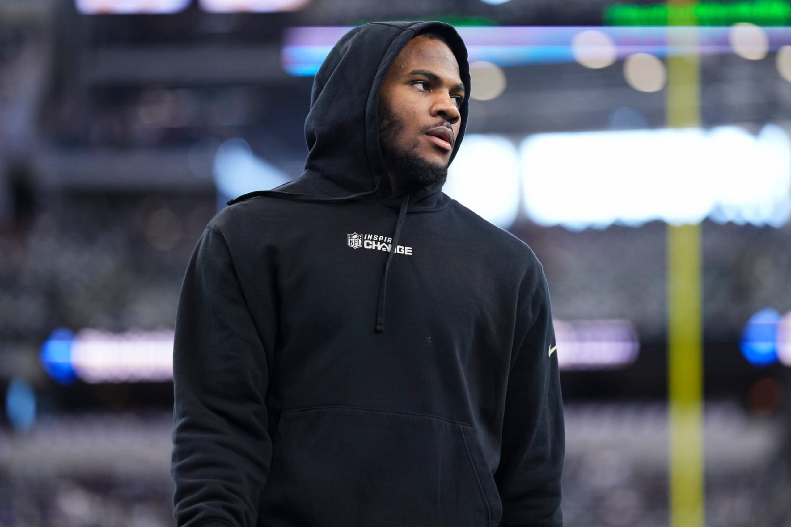 ARLINGTON, TX - DECEMBER 24: Micah Parsons #11 of the Dallas Cowboys warms up against the Philadelphia Eagles at AT&T Stadium on December 24, 2022 in Arlington, Texas. (Photo by Cooper Neill/Getty Images)