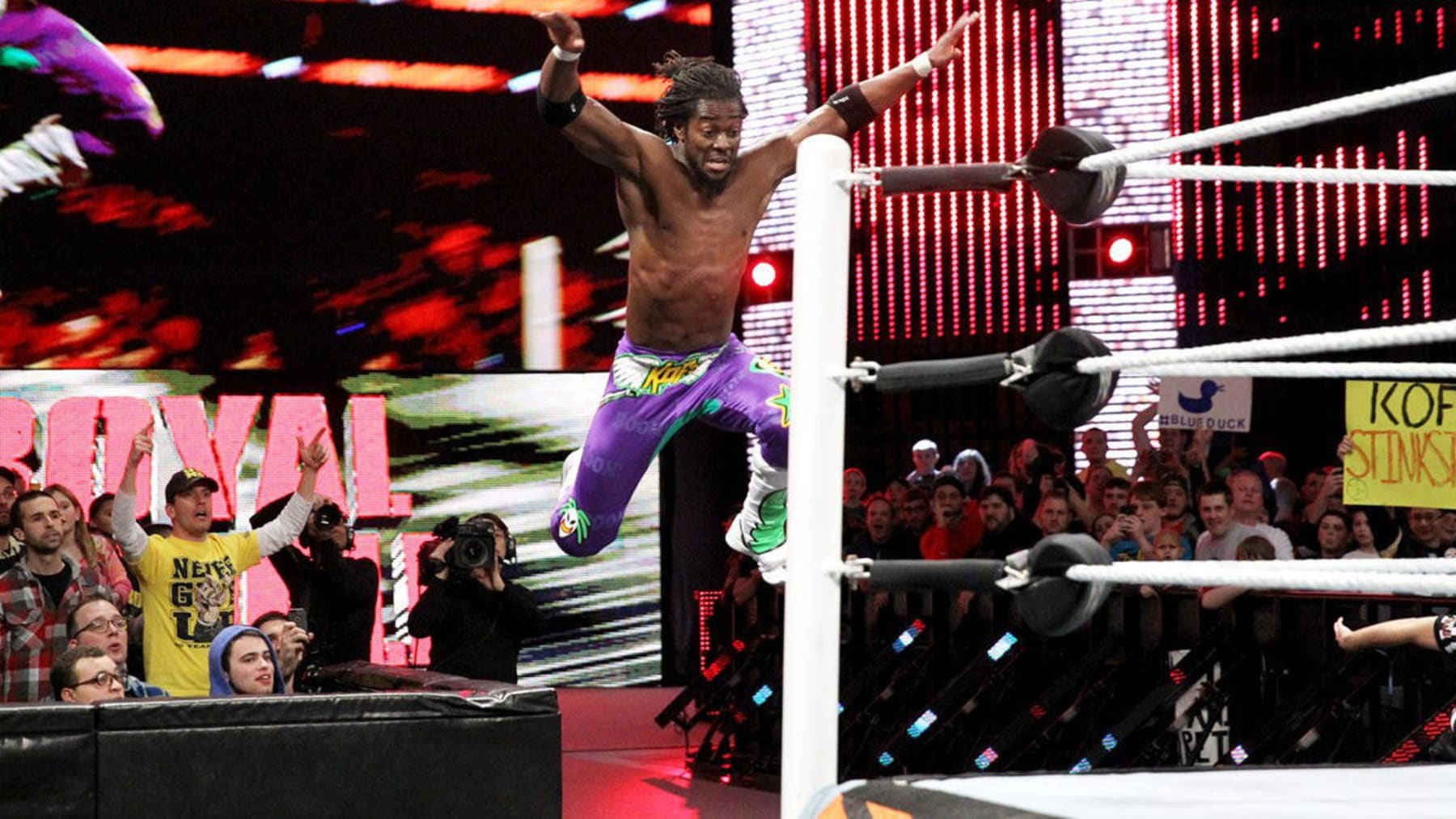 Kofi Kingston has repeatedly stolen the show in the men's Royal Rumble match.