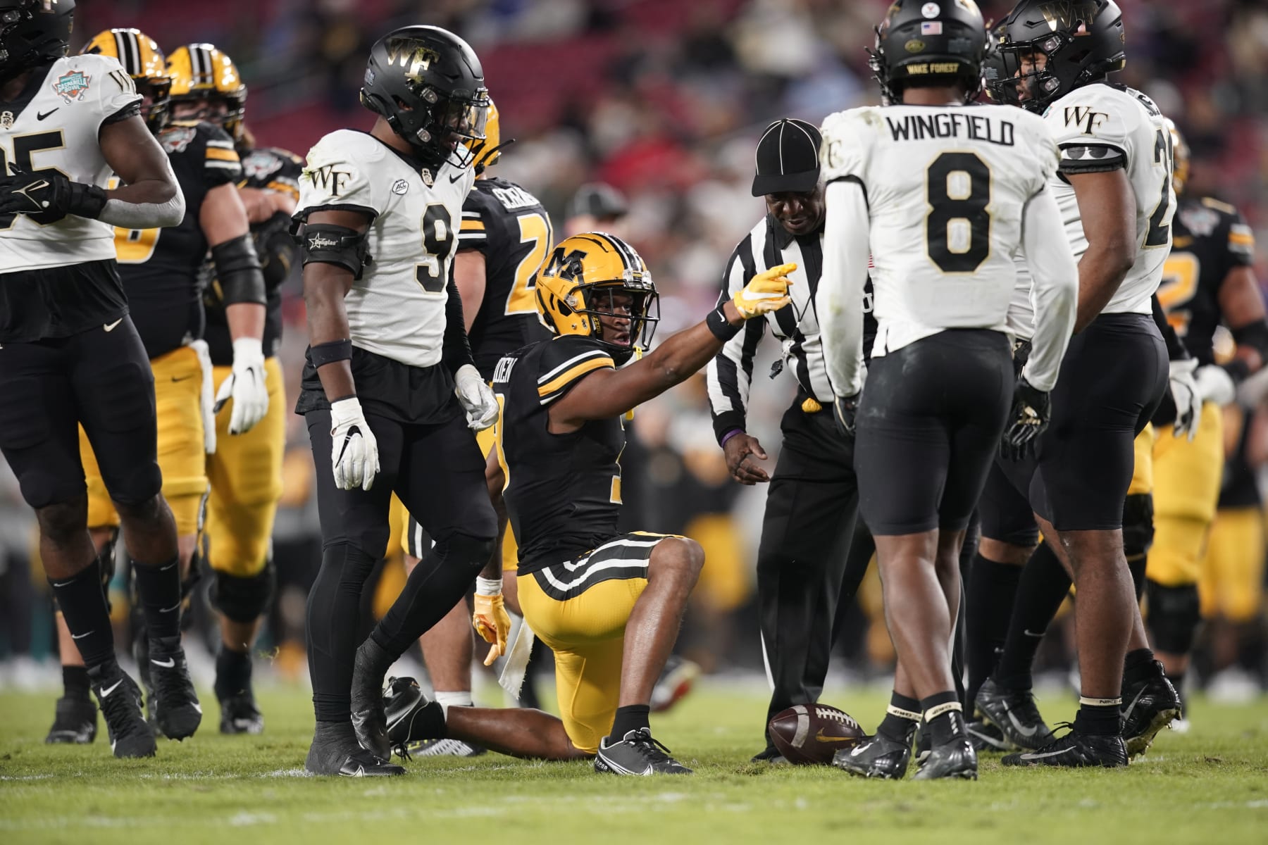 TAMPA, FL - DECEMBER 23: Missouri Tigers wide receiver Luther Burden III (3) signals for a first down after a catch during the Union Home Mortgage Gasparilla Bowl college football game against the Wake Forest Demon Deacons at Raymond James Stadium in Tampa FL on December 23, 2022. (Photo by Chris Leduc/Icon Sportswire via Getty Images)