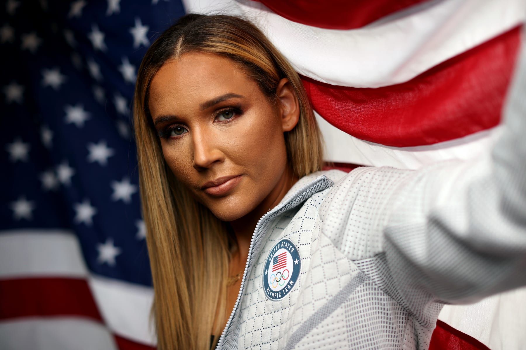 IRVINE, CALIFORNIA - SEPTEMBER 12: Lolo Jones of Team United States poses for a portrait during the Team USA Beijing 2022 Olympic shoot on September 12, 2021 in Irvine, California. (Photo by Tom Pennington/Getty Images for Team USA)