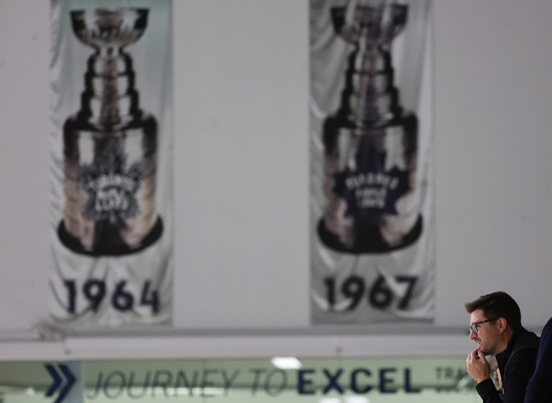 TORONTO, ON - SEPTEMBER 22  -   General Manager  Kyle Dubas watches practice as the The Toronto Maple Leafs open their training camp for the 2022-23 season  at Ford Performance Centre in Toronto. September 22, 2022.        (Steve Russell/Toronto Star via Getty Images)