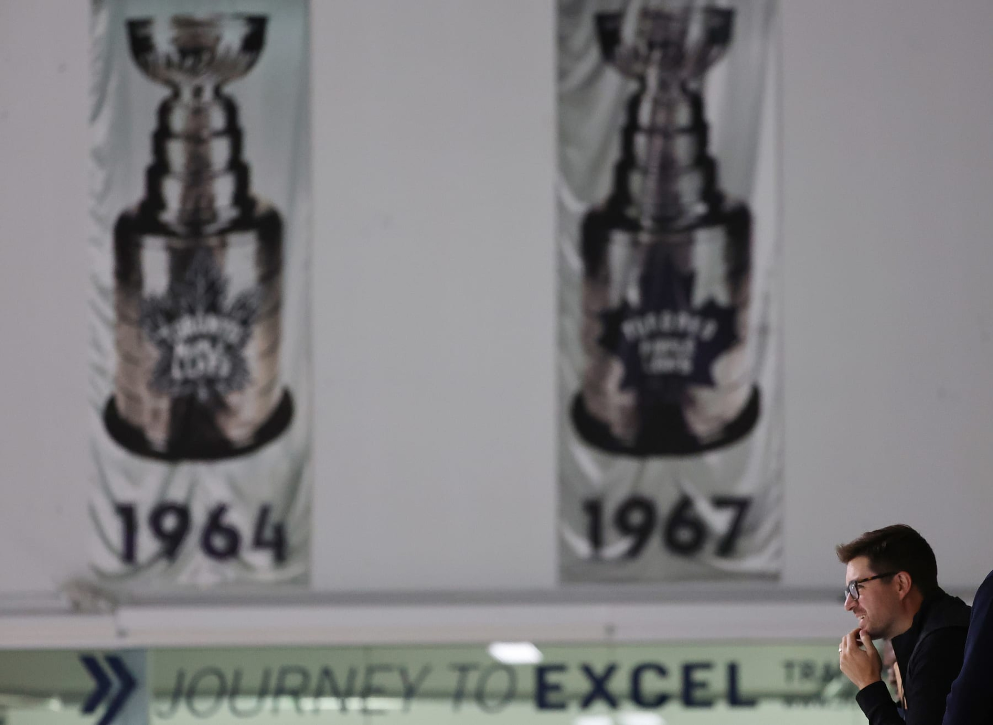 TORONTO, ON - SEPTEMBER 22  -   General Manager  Kyle Dubas watches practice as the The Toronto Maple Leafs open their training camp for the 2022-23 season  at Ford Performance Centre in Toronto. September 22, 2022.        (Steve Russell/Toronto Star via Getty Images)