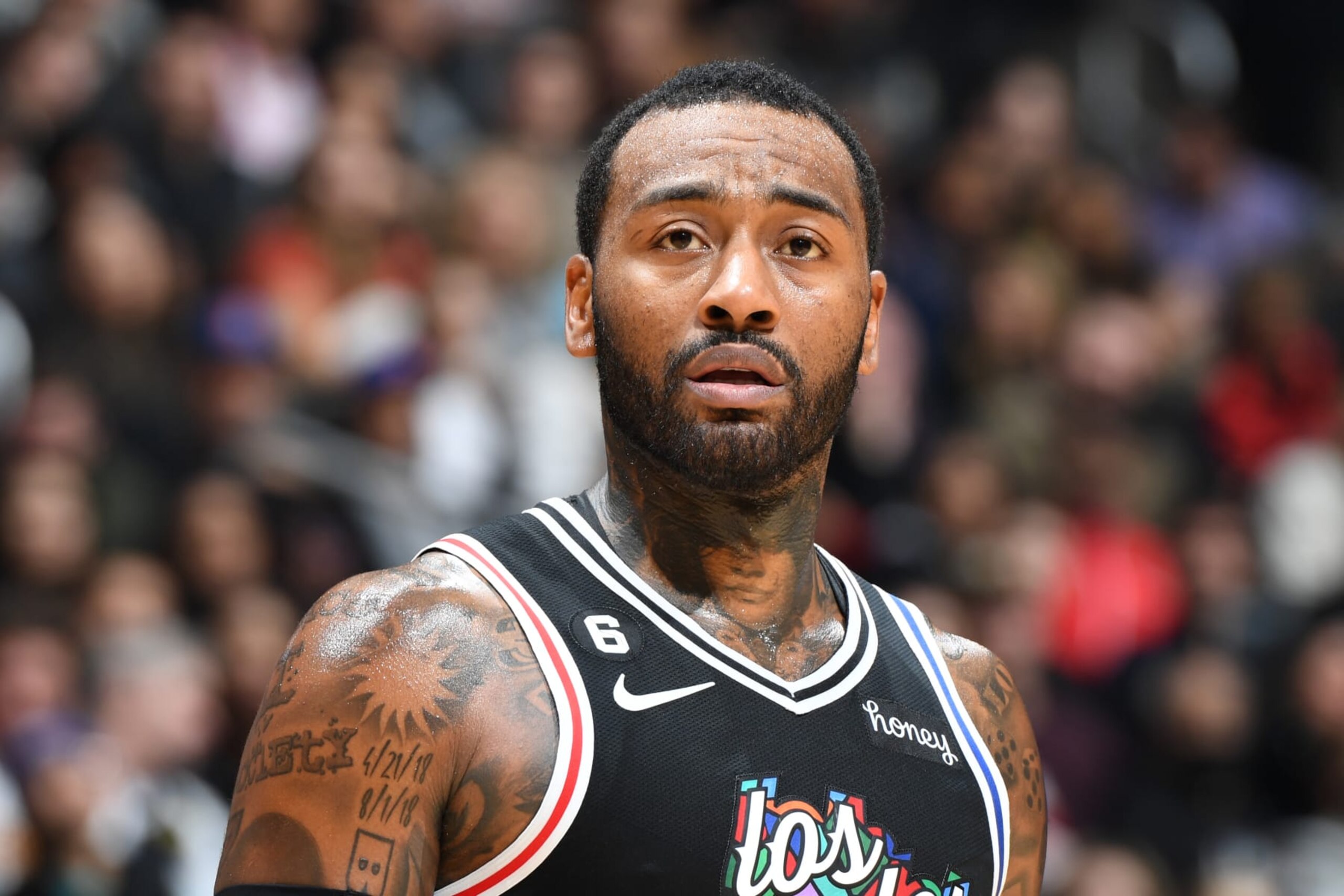 LOS ANGELES, CA - JANUARY 13: John Wall #11 of the LA Clippers looks on during the game against the Denver Nuggets on January 13, 2023 at Crypto.Com Arena in Los Angeles, California. NOTE TO USER: User expressly acknowledges and agrees that, by downloading and/or using this Photograph, user is consenting to the terms and conditions of the Getty Images License Agreement. Mandatory Copyright Notice: Copyright 2023 NBAE (Photo by Andrew D. Bernstein/NBAE via Getty Images) LOS ANGELES, CA - JANUARY 13: John Wall #11 of the LA Clippers looks on during the game against the Denver Nuggets on January 13, 2023 at Crypto.Com Arena in Los Angeles, California. NOTE TO USER: User expressly acknowledges and agrees that, by downloading and/or using this Photograph, user is consenting to the terms and conditions of the Getty Images License Agreement. Mandatory Copyright Notice: Copyright 2023 NBAE (Photo by Andrew D. Bernstein/NBAE via Getty Images)