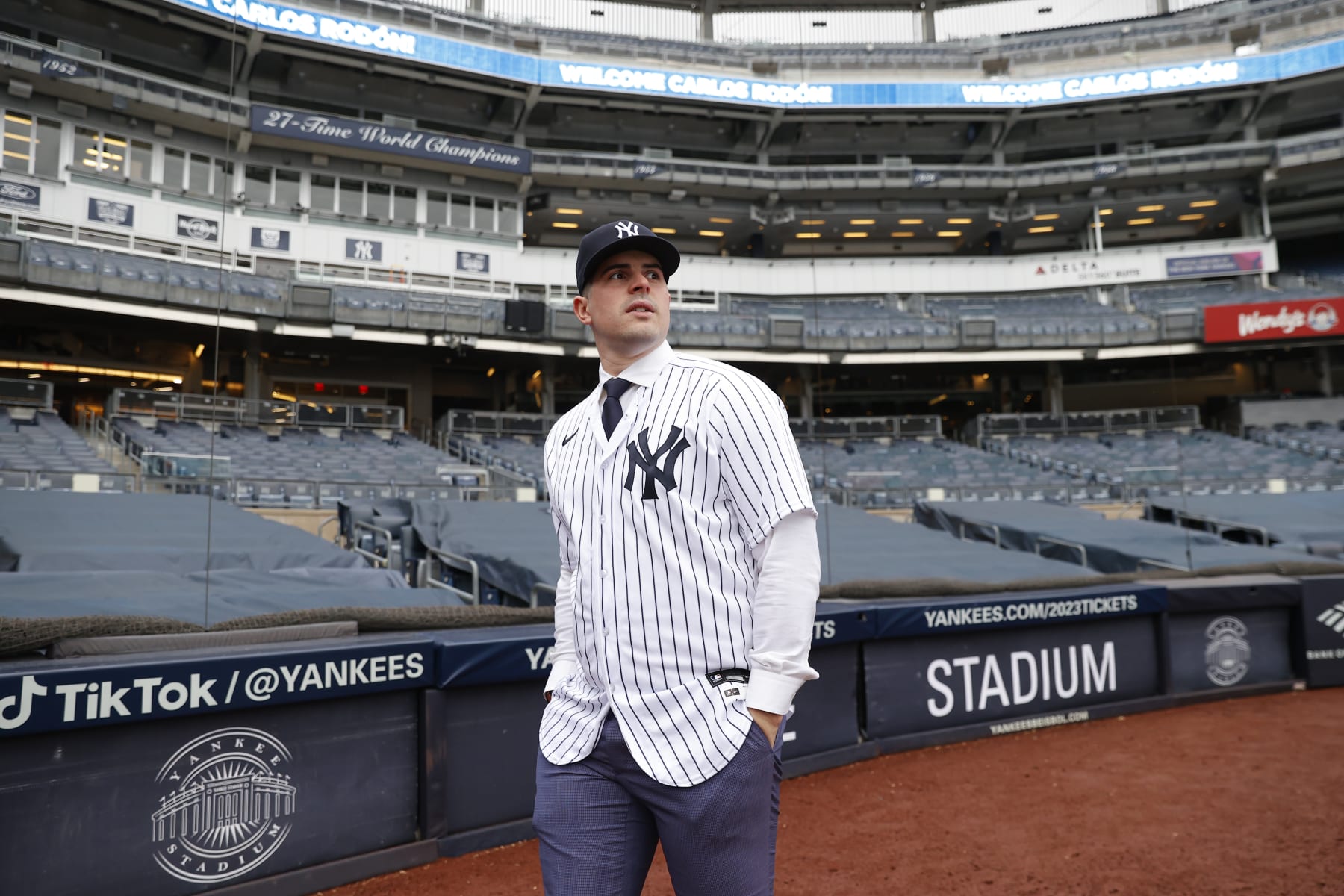 NEW YORK, NY - DECEMBER 22: Carlos Rodón of the New York Yankees walks around the stadium after a press conference at Yankee Stadium on December 22, 2022 in the Bronx, New York. (Photo by New York Yankees/Getty Images)