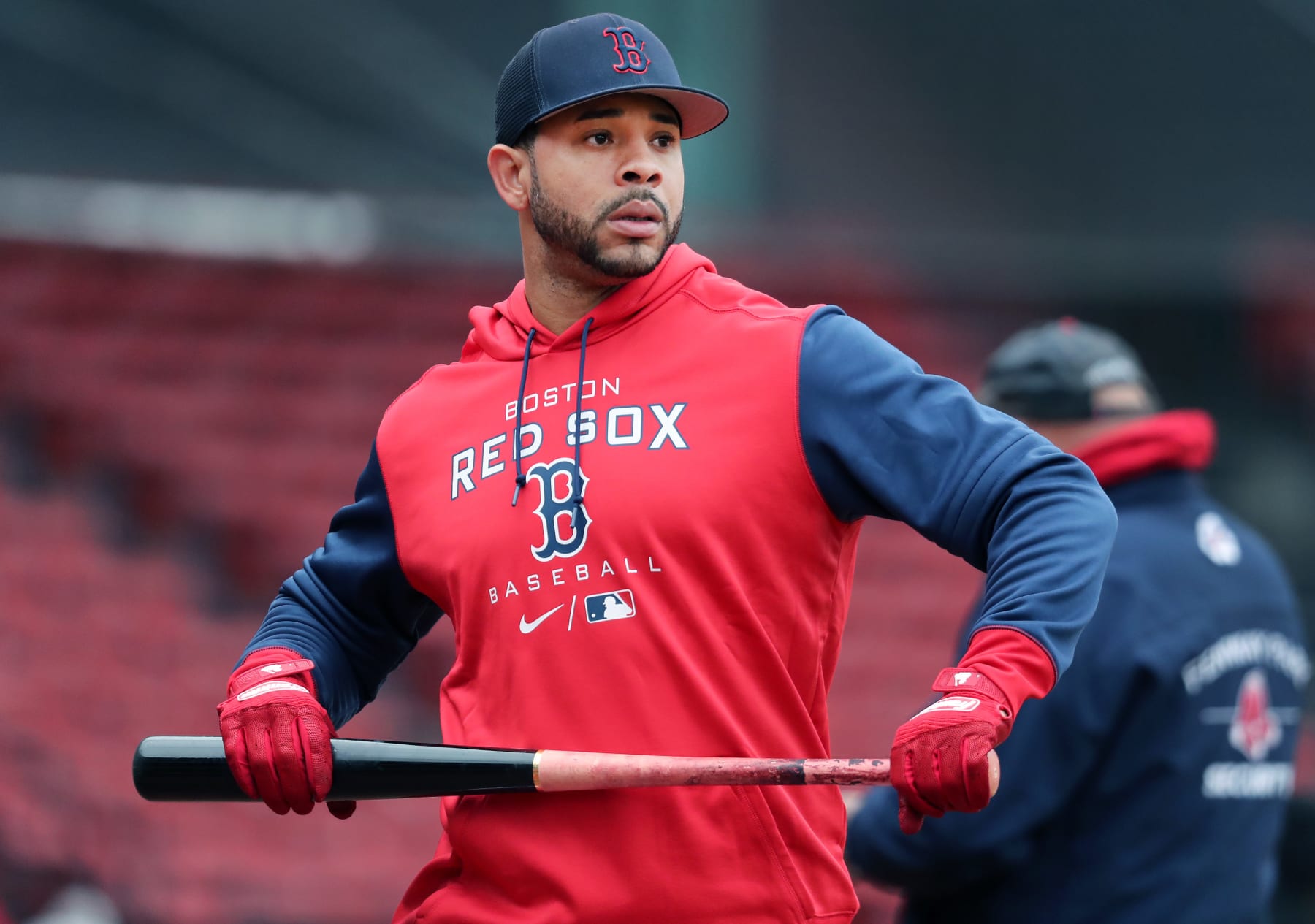 Boston, MA - October 3: Boston Red Sox outfielder Tommy Pham during pre-game batting practice. The Red Sox beat the Tampa Bay Rays, 4-3. (Photo by Jim Davis/The Boston Globe via Getty Images)
