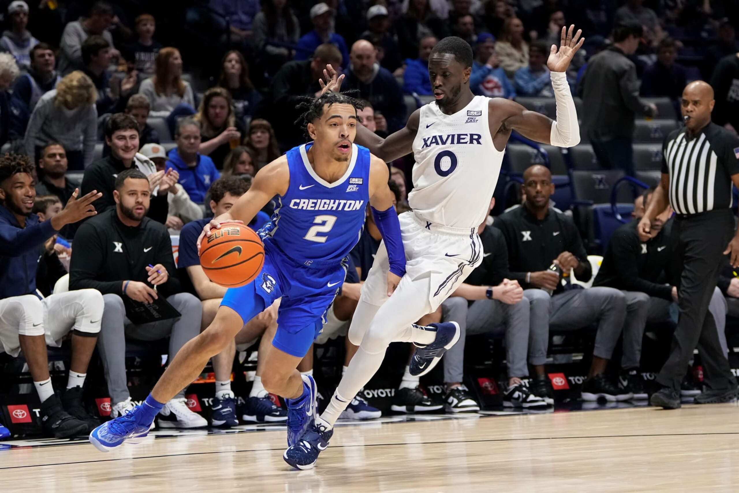 Creighton's Ryan Nembhard and Xavier's Souley Boum