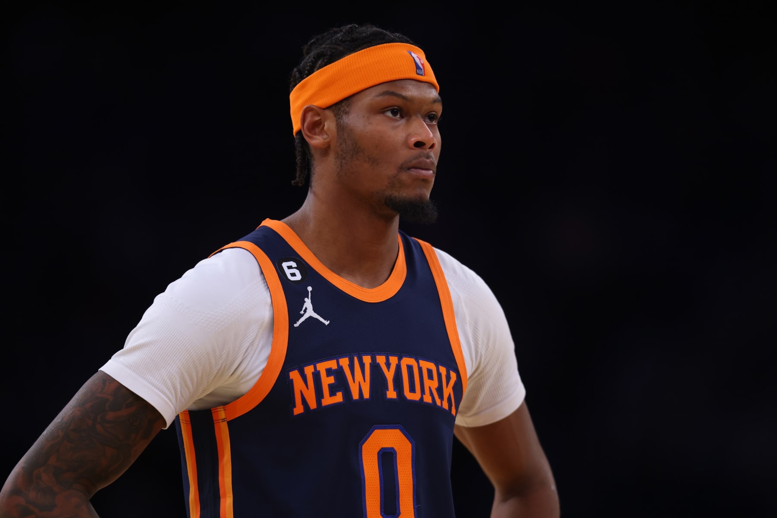 NEW YORK, NEW YORK - NOVEMBER 30: Cam Reddish #0 of the New York Knicks in action against the Milwaukee Bucks at Madison Square Garden on November 30, 2022 in New York City. NOTE TO USER: User expressly acknowledges and agrees that, by downloading and or using this Photograph, user is consenting to the terms and conditions of the Getty Images License Agreement. Milwaukee Bucks defeated the New York Knicks 109-103. (Photo by Mike Stobe/Getty Images) NEW YORK, NEW YORK - NOVEMBER 30: Cam Reddish #0 of the New York Knicks in action against the Milwaukee Bucks at Madison Square Garden on November 30, 2022 in New York City. NOTE TO USER: User expressly acknowledges and agrees that, by downloading and or using this Photograph, user is consenting to the terms and conditions of the Getty Images License Agreement. Milwaukee Bucks defeated the New York Knicks 109-103. (Photo by Mike Stobe/Getty Images)