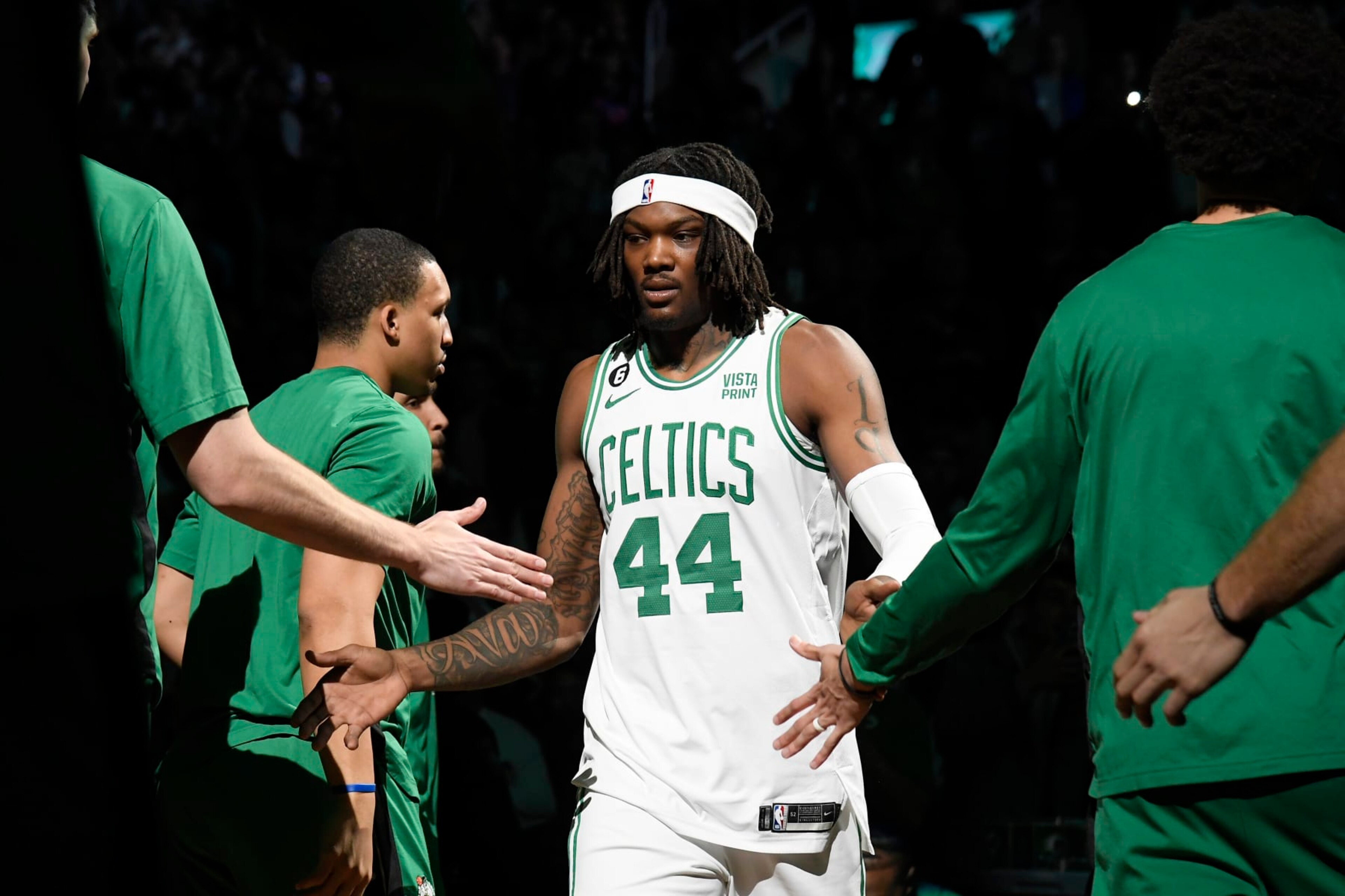 BOSTON, MA - JANUARY 9: Robert Williams III #44 of the Boston Celtics walks on to the court prior to the game against the Chicago Bulls on January 9, 2023 at the TD Garden in Boston, Massachusetts. NOTE TO USER: User expressly acknowledges and agrees that, by downloading and or using this photograph, User is consenting to the terms and conditions of the Getty Images License Agreement. Mandatory Copyright Notice: Copyright 2023 NBAE (Photo by Brian Babineau/NBAE via Getty Images) BOSTON, MA - JANUARY 9: Robert Williams III #44 of the Boston Celtics walks on to the court prior to the game against the Chicago Bulls on January 9, 2023 at the TD Garden in Boston, Massachusetts. NOTE TO USER: User expressly acknowledges and agrees that, by downloading and or using this photograph, User is consenting to the terms and conditions of the Getty Images License Agreement. Mandatory Copyright Notice: Copyright 2023 NBAE (Photo by Brian Babineau/NBAE via Getty Images)