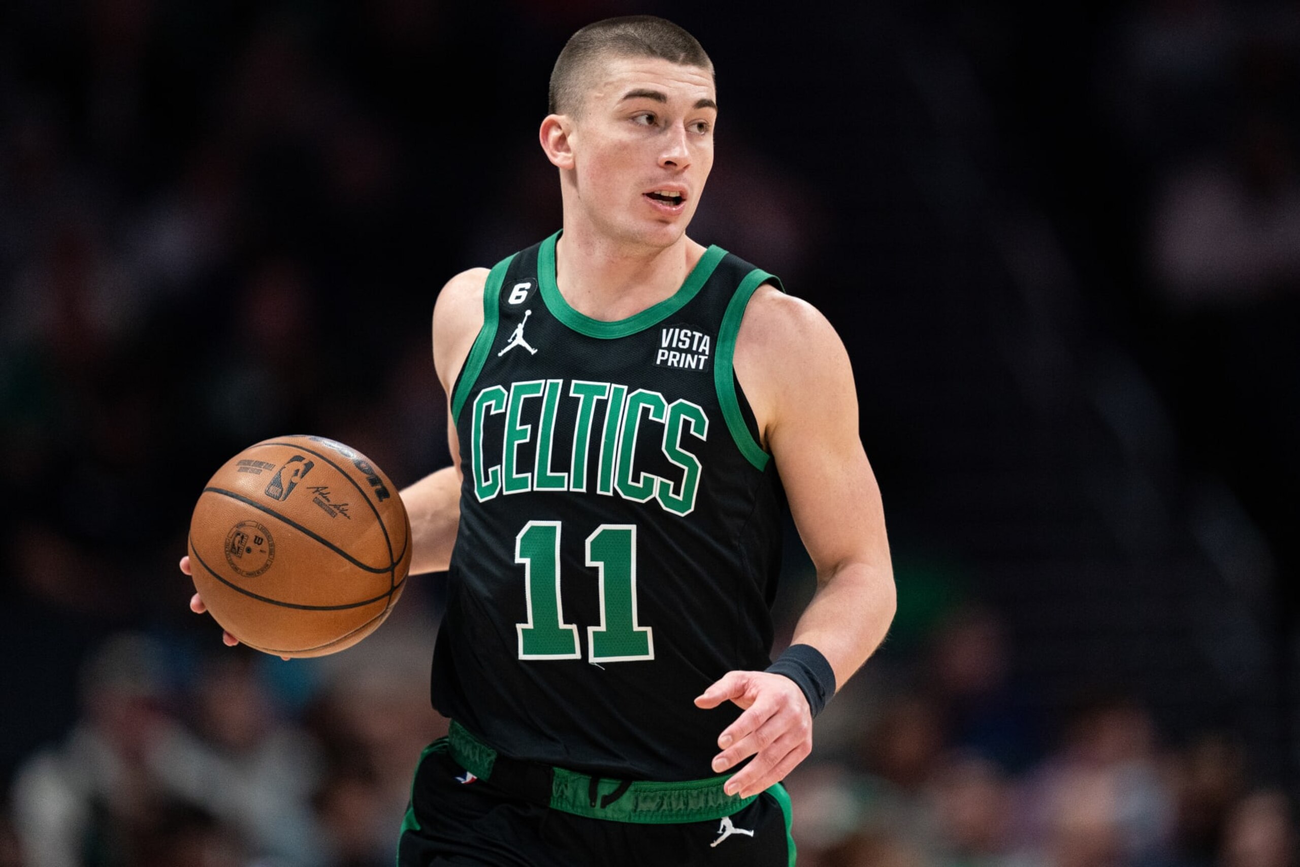 CHARLOTTE, NORTH CAROLINA - JANUARY 16: Payton Pritchard #11 of the Boston Celtics brings the ball up court against the Charlotte Hornets during their game at Spectrum Center on January 16, 2023 in Charlotte, North Carolina. NOTE TO USER: User expressly acknowledges and agrees that, by downloading and or using this photograph, User is consenting to the terms and conditions of the Getty Images License Agreement. (Photo by Jacob Kupferman/Getty Images) CHARLOTTE, NORTH CAROLINA - JANUARY 16: Payton Pritchard #11 of the Boston Celtics brings the ball up court against the Charlotte Hornets during their game at Spectrum Center on January 16, 2023 in Charlotte, North Carolina. NOTE TO USER: User expressly acknowledges and agrees that, by downloading and or using this photograph, User is consenting to the terms and conditions of the Getty Images License Agreement. (Photo by Jacob Kupferman/Getty Images)