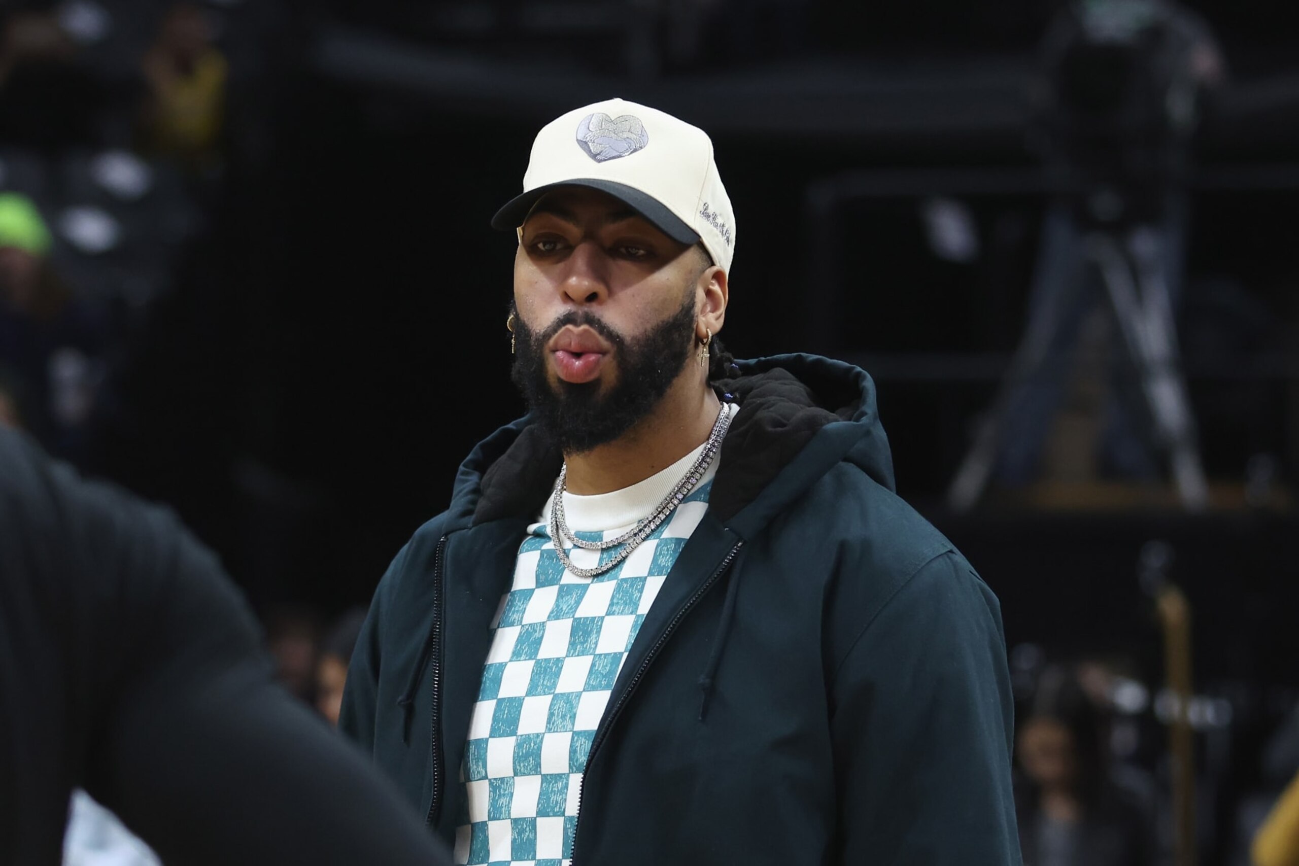 SACRAMENTO, CALIFORNIA - JANUARY 07: Anthony Davis #3 of the Los Angeles Lakers looks on before the game against the Sacramento Kings at Golden 1 Center on January 07, 2023 in Sacramento, California. NOTE TO USER: User expressly acknowledges and agrees that, by downloading and/or using this photograph, User is consenting to the terms and conditions of the Getty Images License Agreement. (Photo by Lachlan Cunningham/Getty Images)