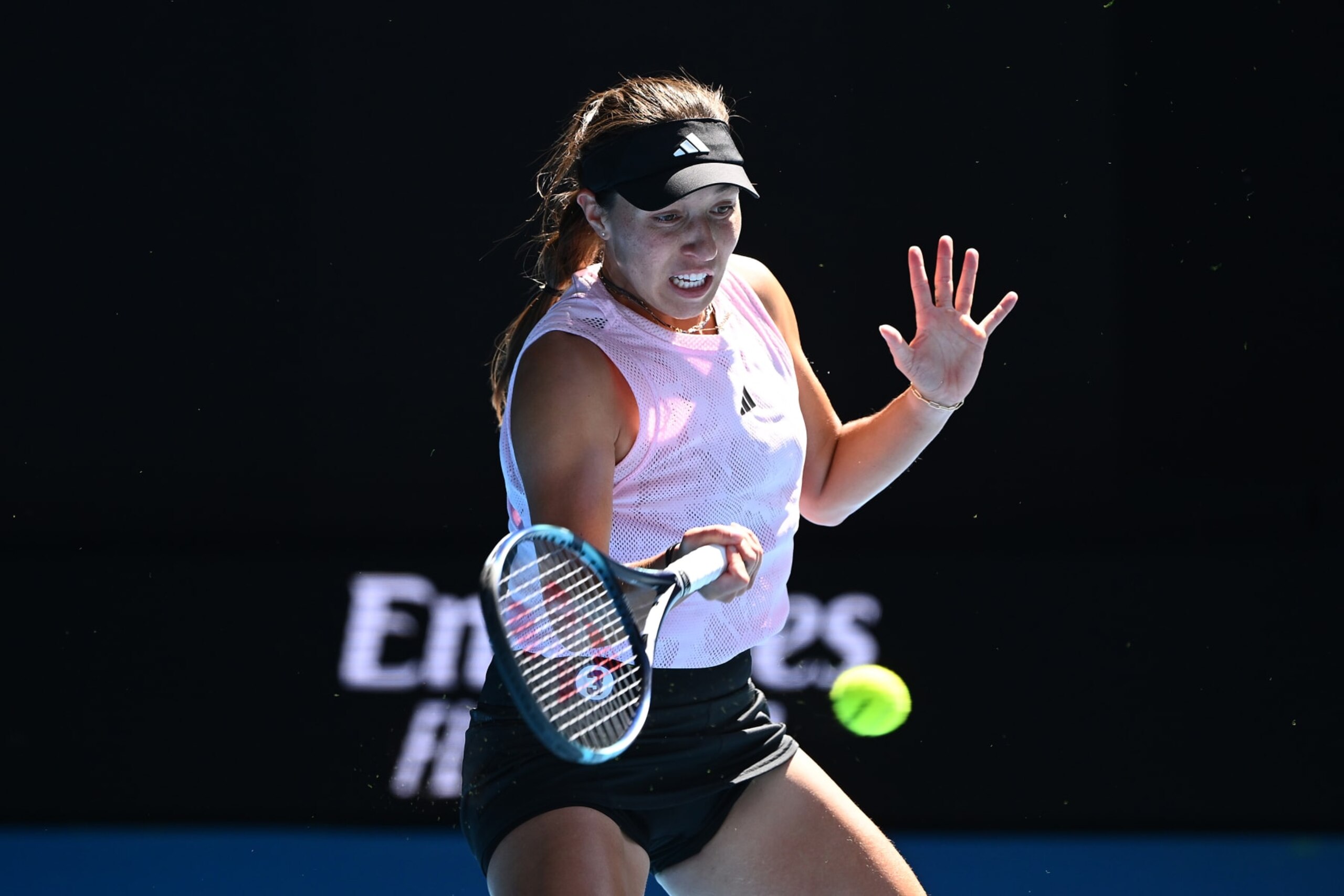 MELBOURNE, AUSTRALIA - JANUARY 20: Jessica Pegula of the United States plays a forehand during the third round singles match against Marta Kostyuk of Ukraineduring day five of the 2023 Australian Open at Melbourne Park on January 20, 2023 in Melbourne, Australia. (Photo by Quinn Rooney/Getty Images) MELBOURNE, AUSTRALIA - JANUARY 20: Jessica Pegula of the United States plays a forehand during the third round singles match against Marta Kostyuk of Ukraineduring day five of the 2023 Australian Open at Melbourne Park on January 20, 2023 in Melbourne, Australia. (Photo by Quinn Rooney/Getty Images)