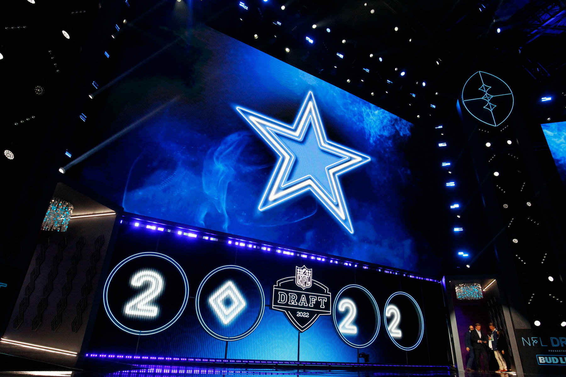 LAS VEGAS, NV - APRIL 28: General view of the Dallas Cowboys logo during the NFL Draft on April 28, 2022 in Las Vegas, Nevada. (Photo by Jeff Speer/Icon Sportswire via Getty Images)