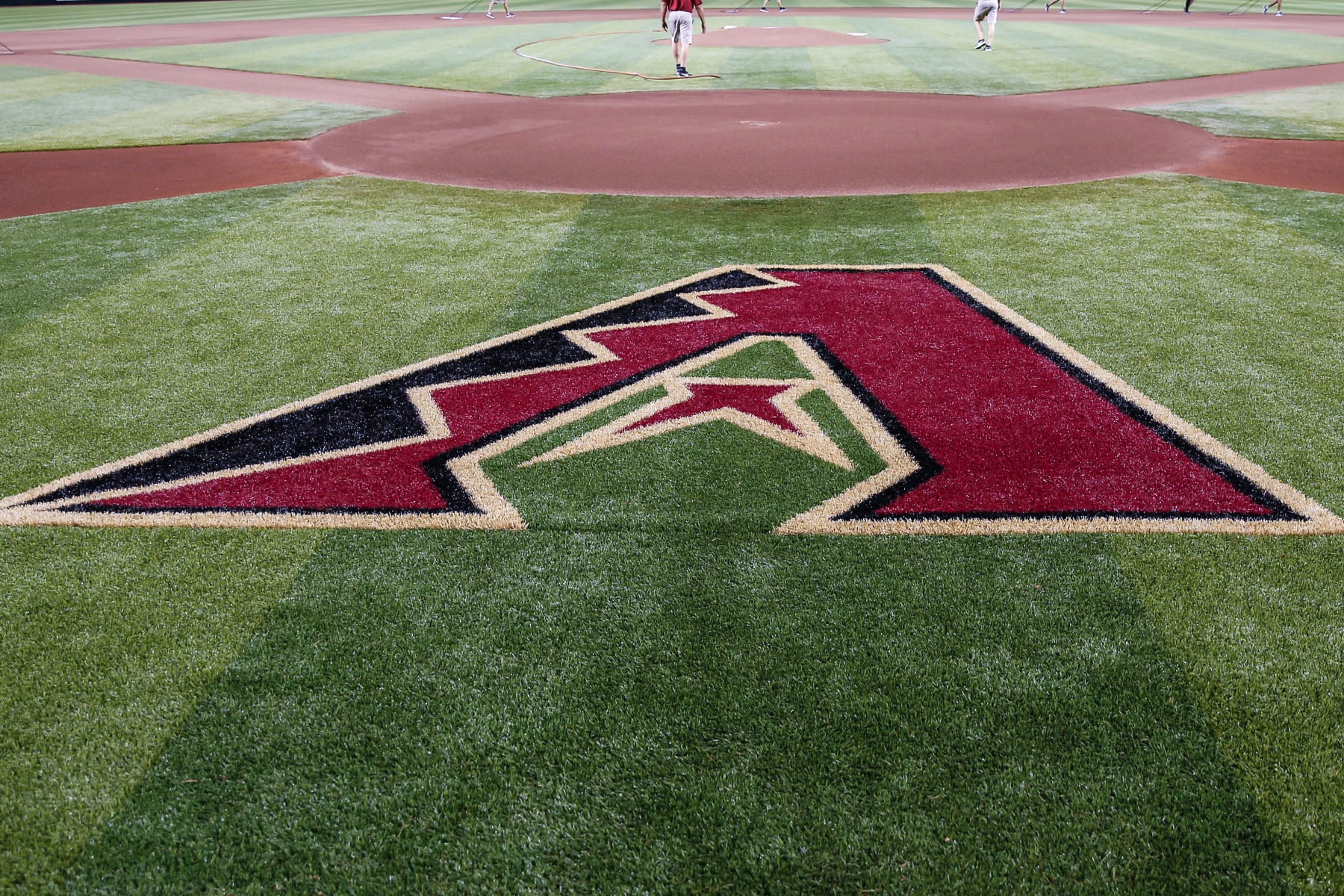 PHOENIX, AZ - APRIL 26:  The Arizona Diamondbacks logo on the field during the MLB baseball game between the Chicago Cubs and the Arizona Diamondbacks on April 26, 2019 at Chase Field in Phoenix, Arizona. (Photo by Kevin Abele/Icon Sportswire via Getty Images)