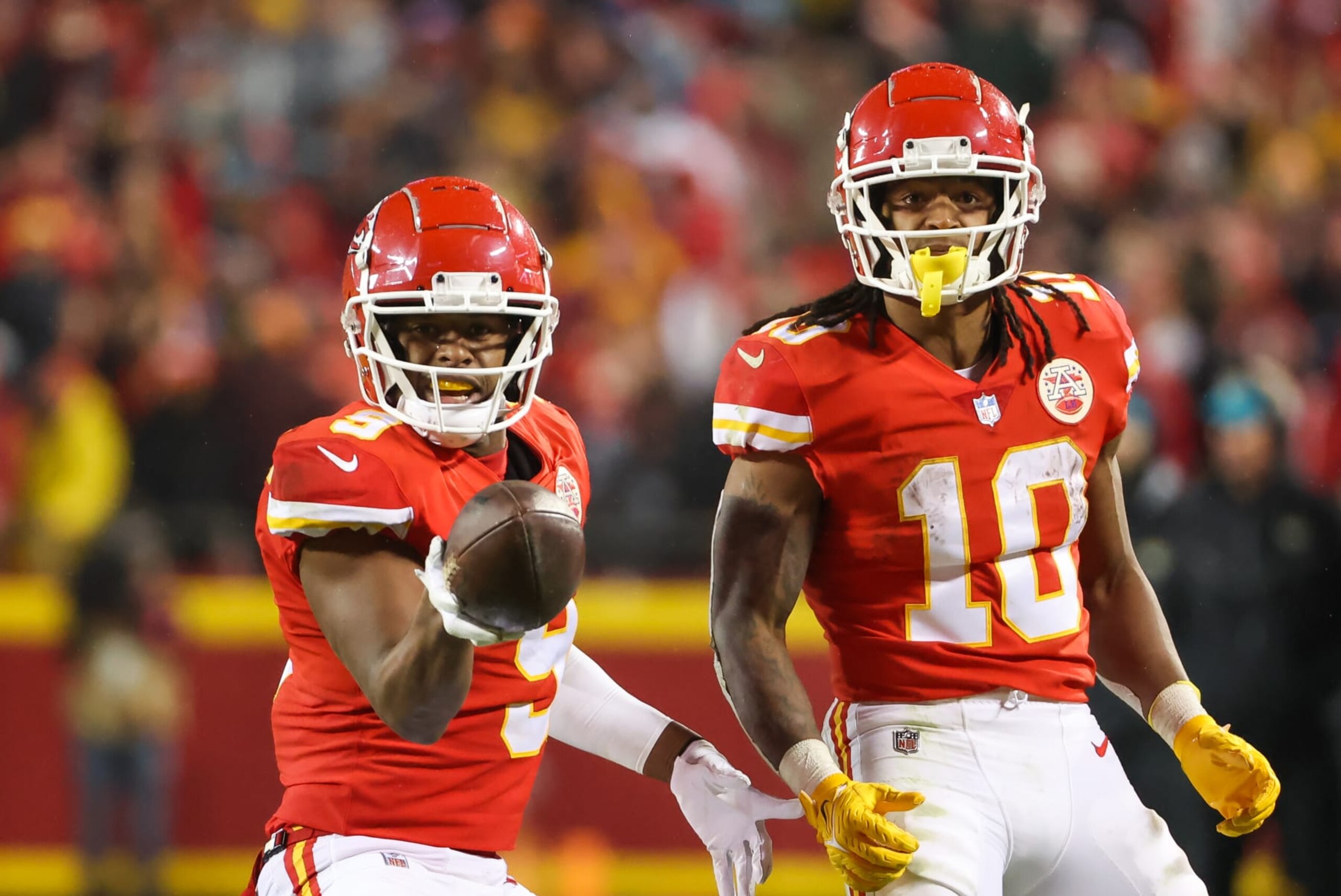 Chiefs WR JuJu Smith-Schuster and RB Isiah Pacheco Chiefs WR JuJu Smith-Schuster and RB Isiah Pacheco