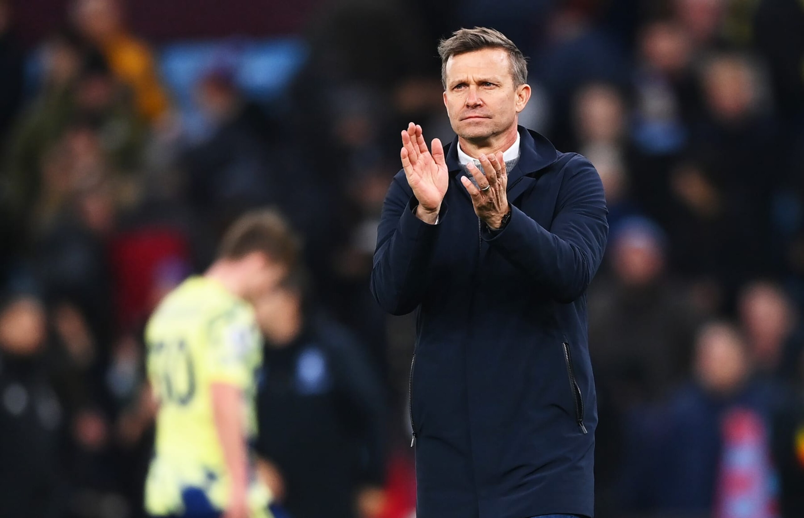 BIRMINGHAM, ENGLAND - JANUARY 13: Jesse Marsch, Manager of Leeds United applauds the fans after the Premier League match between Aston Villa and Leeds United at Villa Park on January 13, 2023 in Birmingham, England. (Photo by Gareth Copley/Getty Images) BIRMINGHAM, ENGLAND - JANUARY 13: Jesse Marsch, Manager of Leeds United applauds the fans after the Premier League match between Aston Villa and Leeds United at Villa Park on January 13, 2023 in Birmingham, England. (Photo by Gareth Copley/Getty Images)