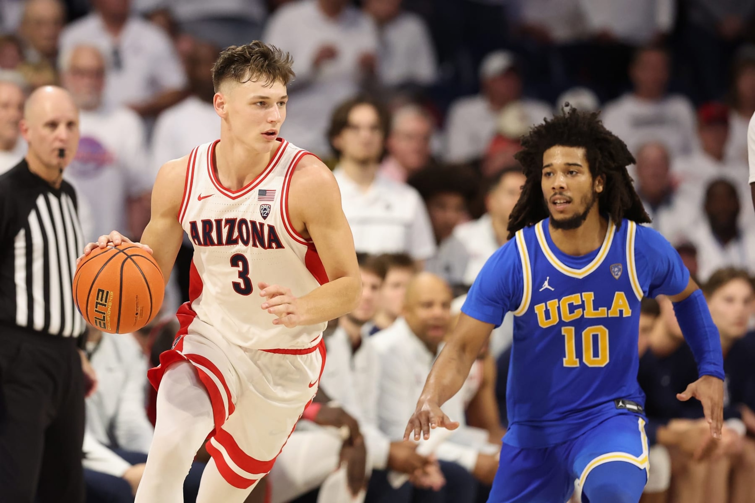 Arizona's Pelle Larsson and UCLA's Tyger Campbell Arizona's Pelle Larsson and UCLA's Tyger Campbell