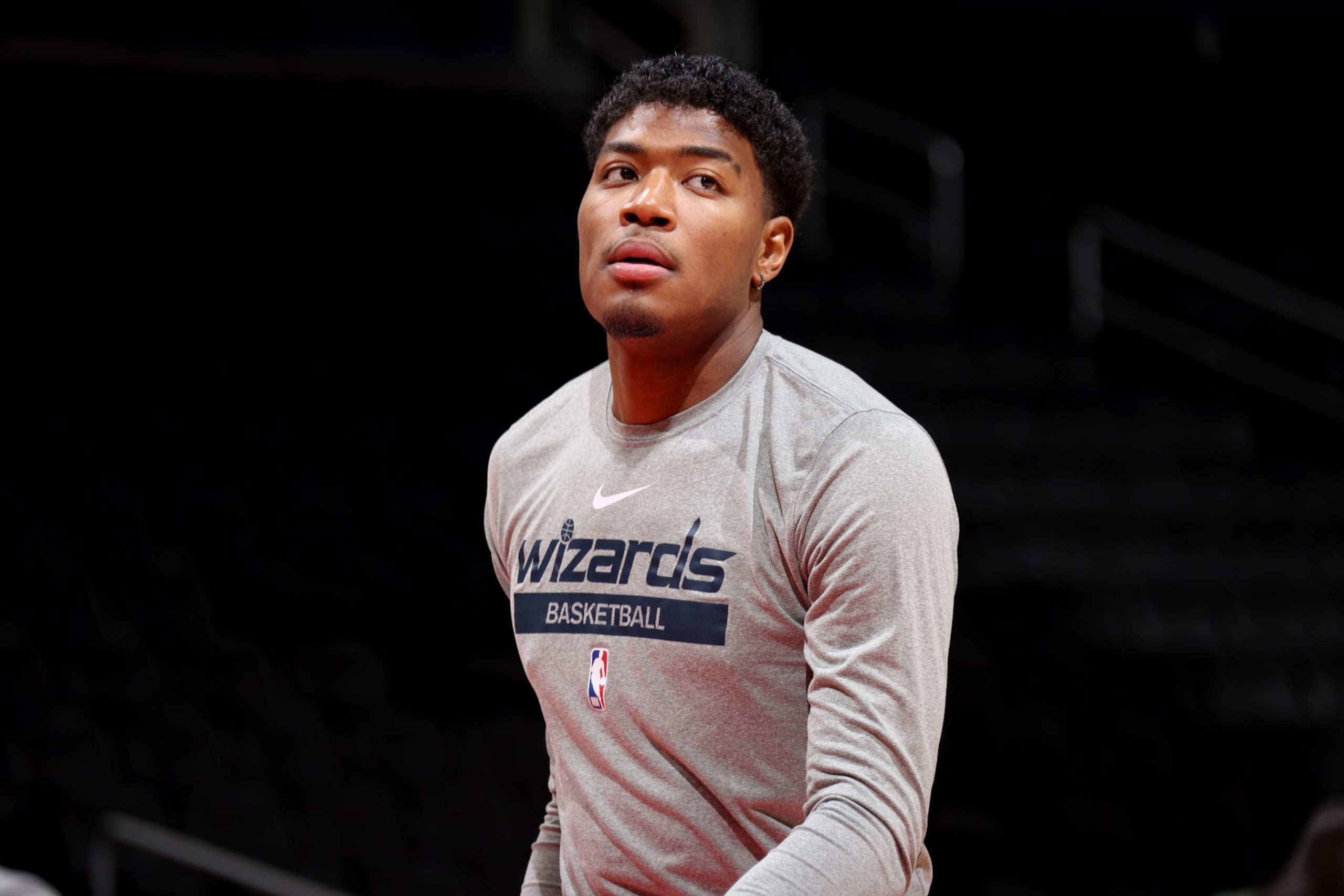 WASHINGTON, DC -  JANUARY 21: Rui Hachimura #8 of the Washington Wizards warms up before the game against the Orlando Magic  on January 21, 2023 at Capital One Arena in Washington, DC. NOTE TO USER: User expressly acknowledges and agrees that, by downloading and or using this Photograph, user is consenting to the terms and conditions of the Getty Images License Agreement. Mandatory Copyright Notice: Copyright 2023 NBAE (Photo by Stephen Gosling/NBAE via Getty Images)