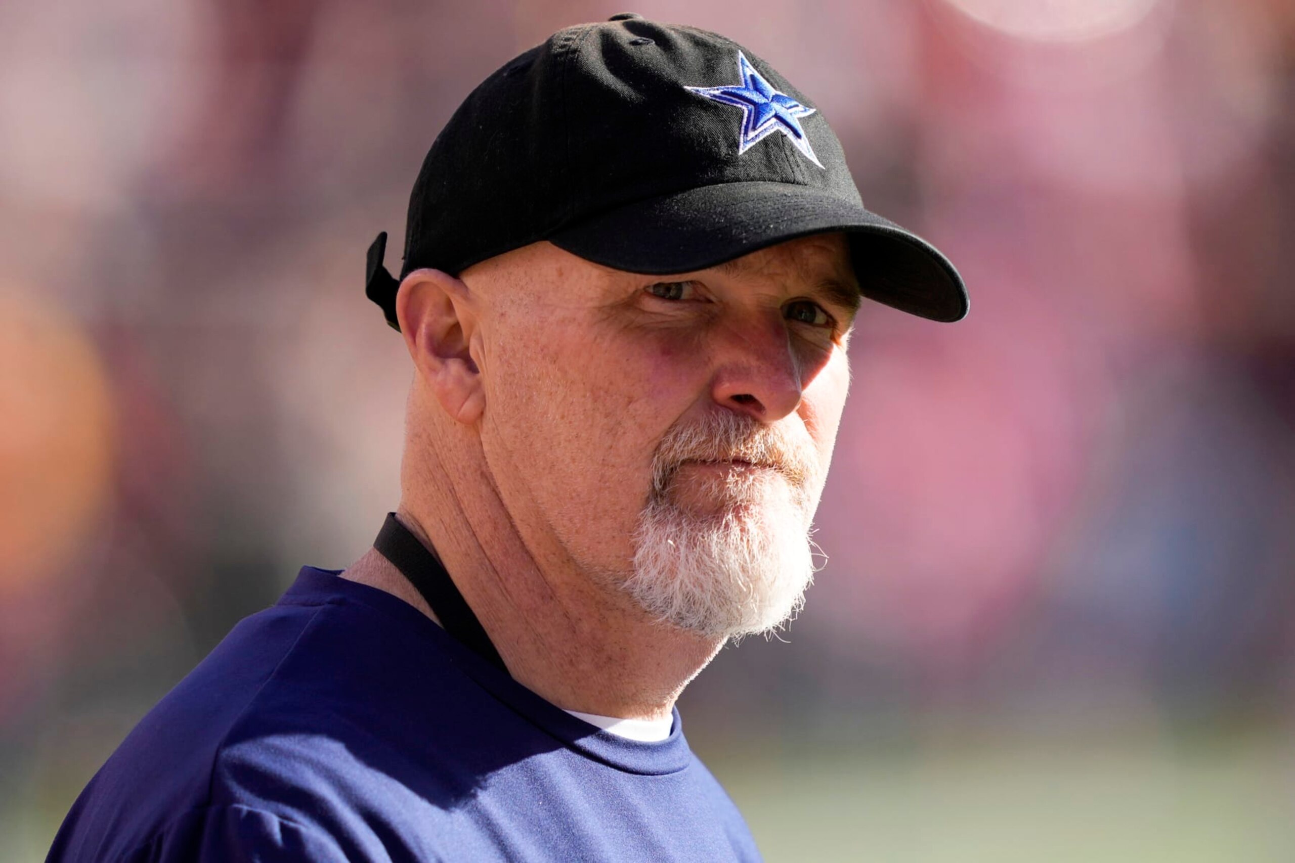 SANTA CLARA, CALIFORNIA - JANUARY 22: Defensive Coordinator Dan Quinn of the Dallas Cowboys looks on prior to a game against the San Francisco 49ers in the NFC Divisional Playoff game at Levi's Stadium on January 22, 2023 in Santa Clara, California. (Photo by Thearon W. Henderson/Getty Images)