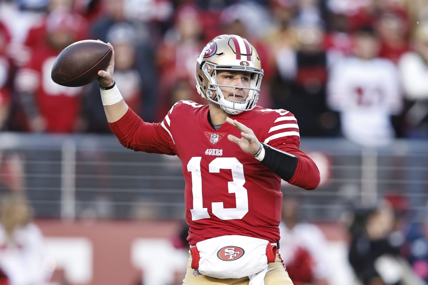 Brock Purdy will need to continue to have the hot hand against the Eagles. 