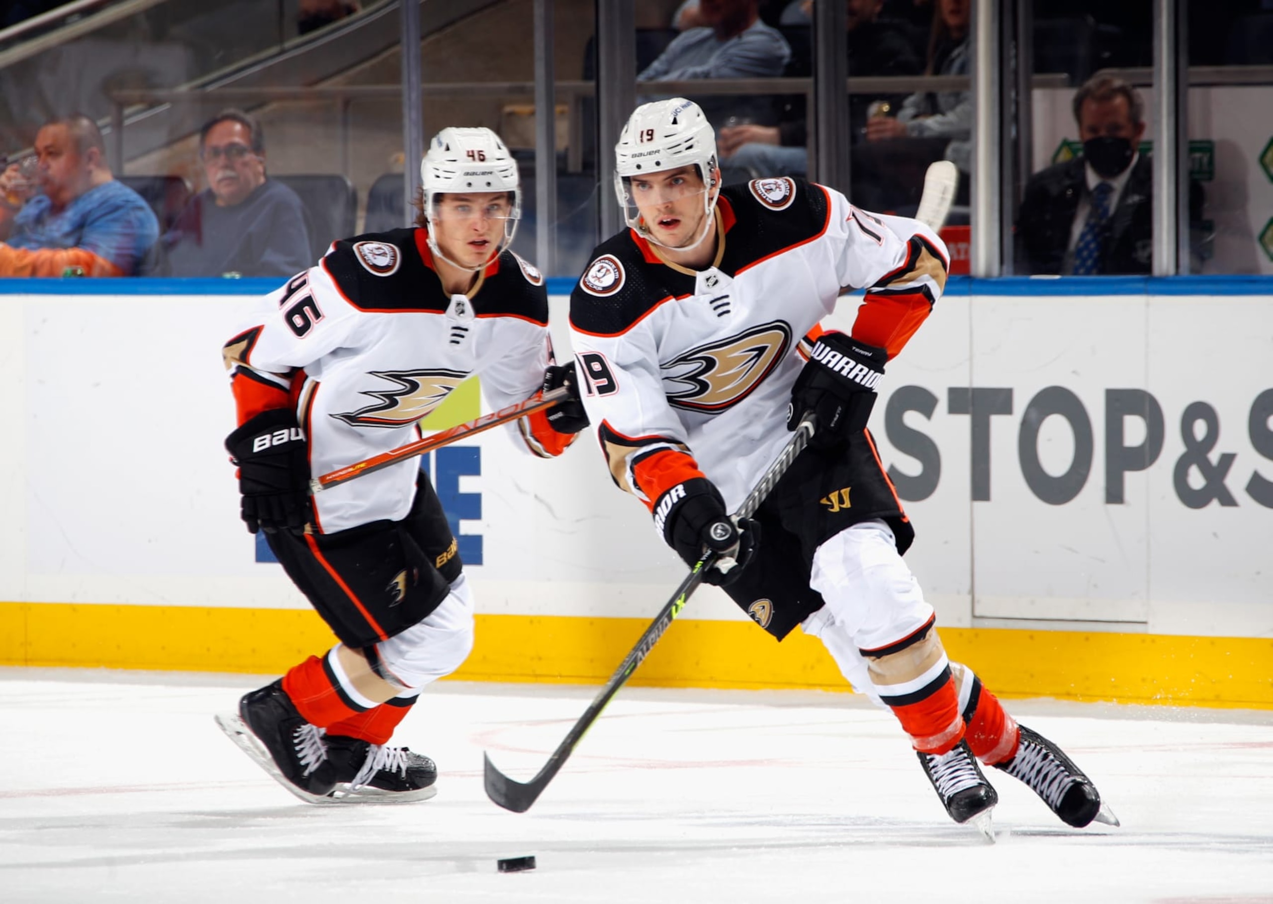 Center Trevor Zegras (left) and winger Troy Terry of the Anaheim Ducks. Center Trevor Zegras (left) and winger Troy Terry of the Anaheim Ducks.